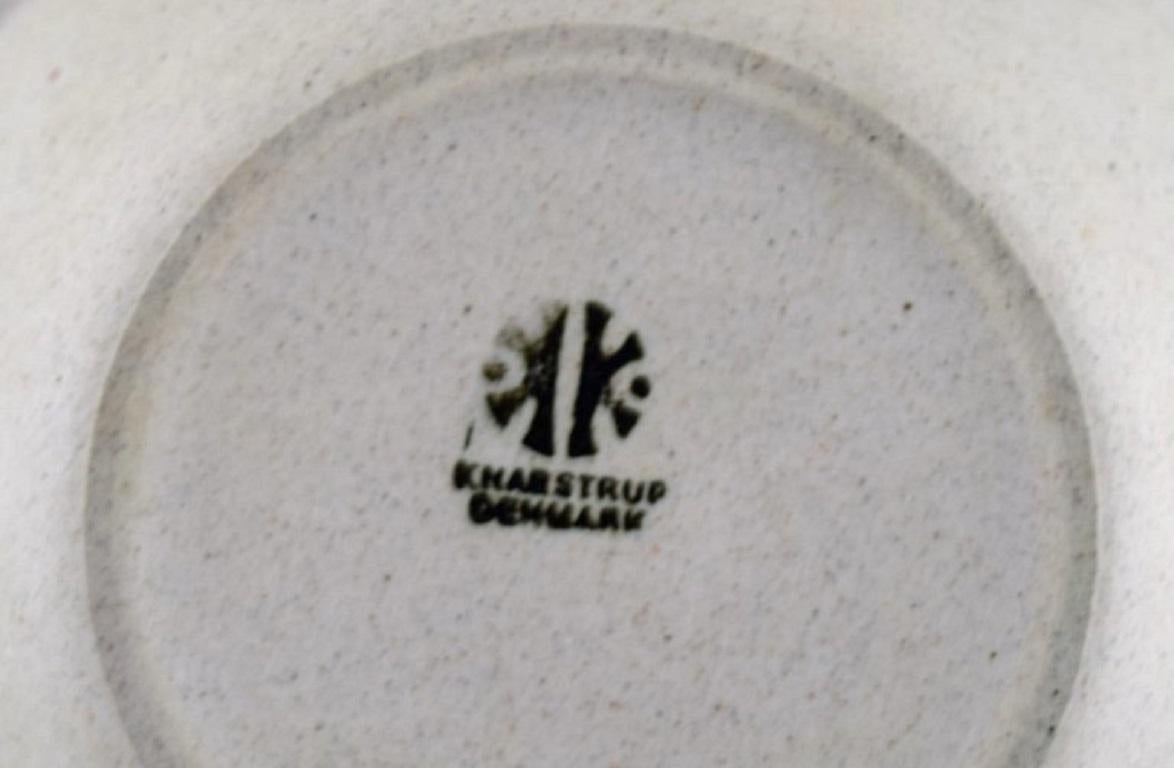 Four Knabstrup Porridge Bowls in Partially Glazed Stoneware, Retro In Excellent Condition For Sale In Copenhagen, DK