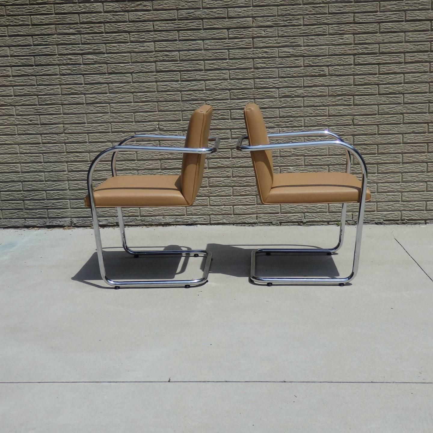 American Four Knoll Mies van der Rohe Brno Chrome Tube Chairs