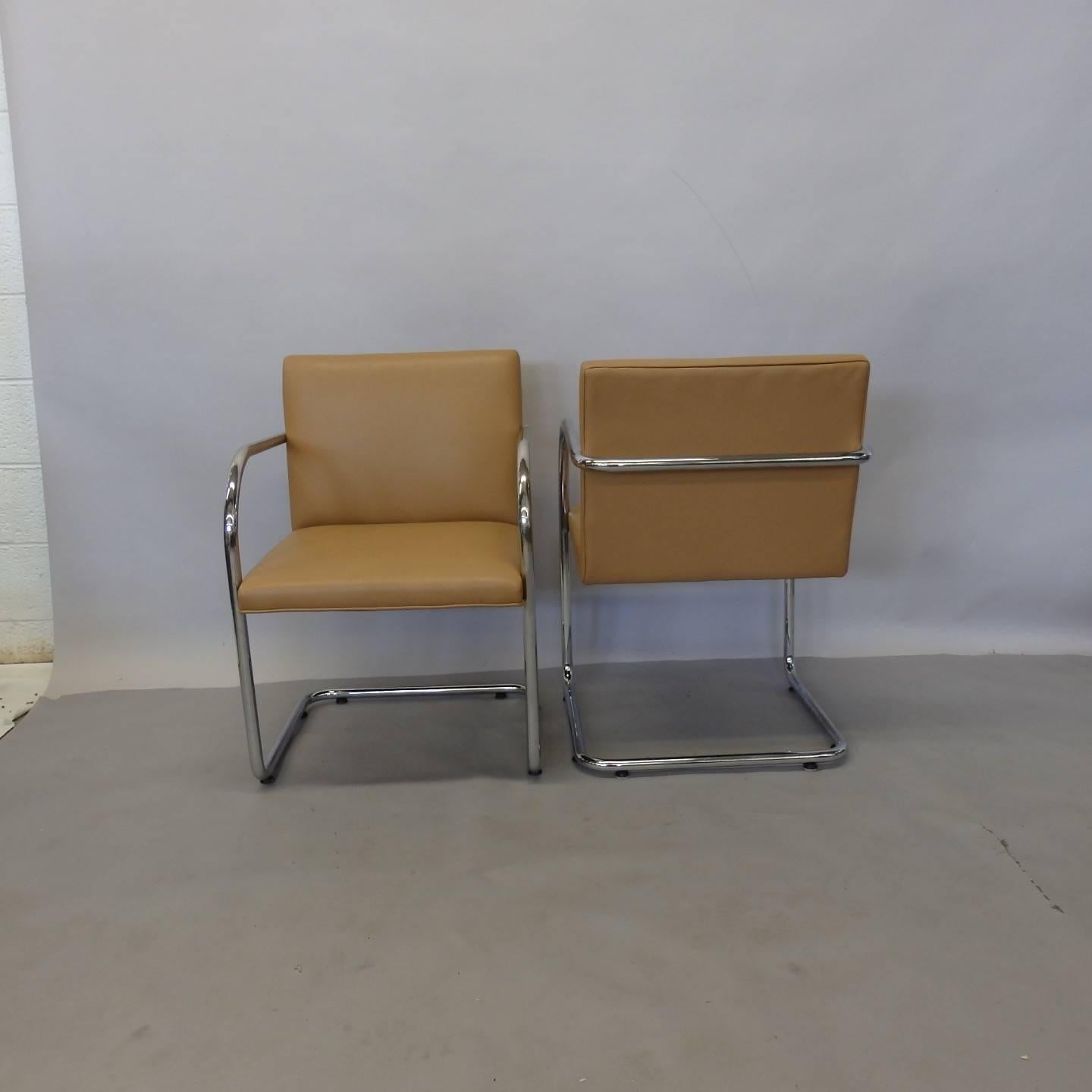 Four Knoll Mies van der Rohe Brno Chrome Tube Chairs 1