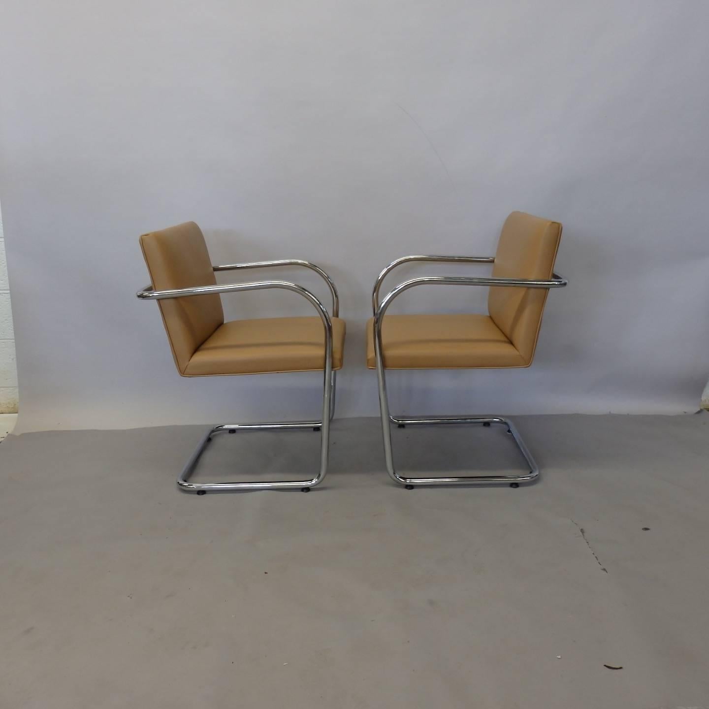 Four Knoll Mies van der Rohe Brno Chrome Tube Chairs 2