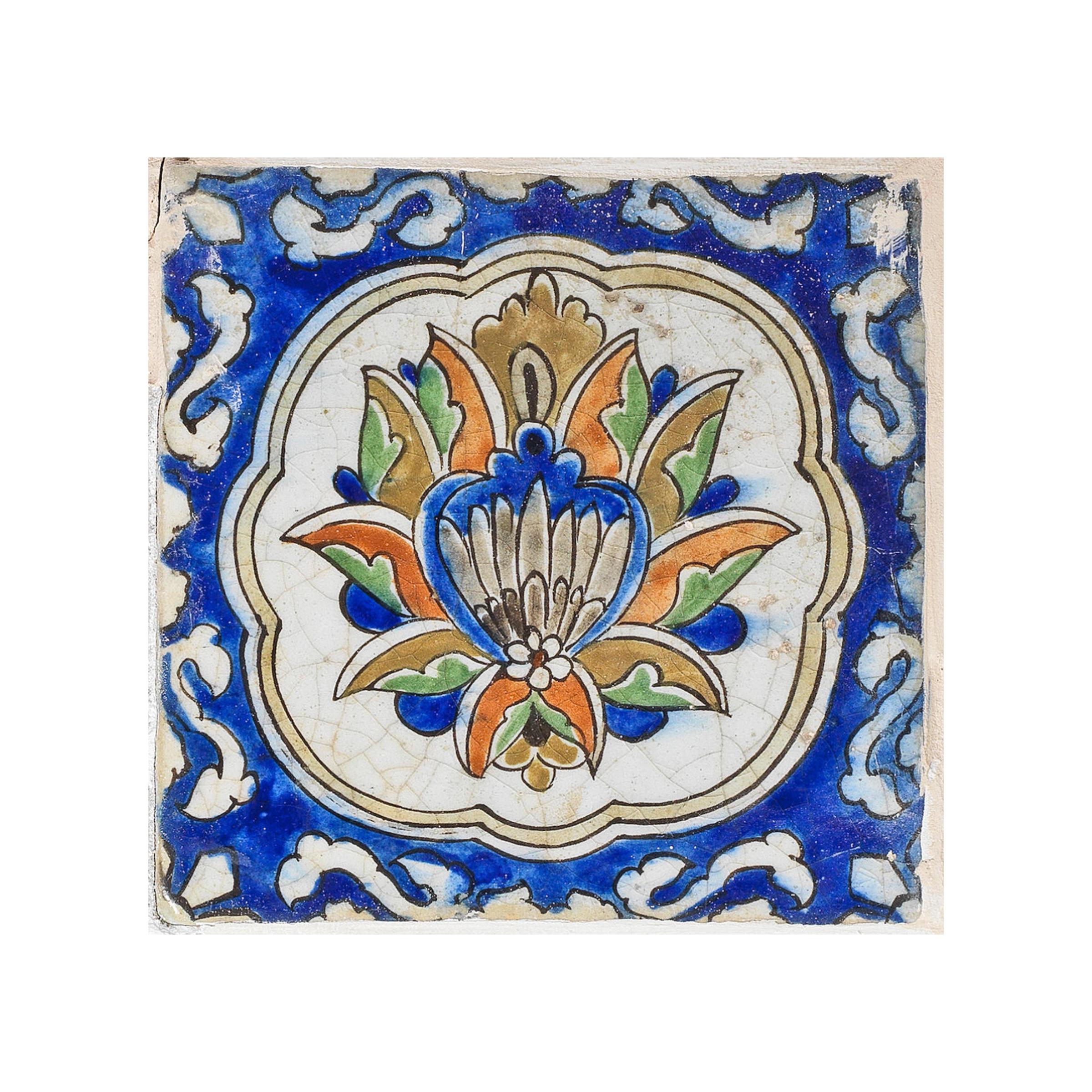 Four Kubachi Pottery Tiles, 17th Century In Good Condition For Sale In London, GB