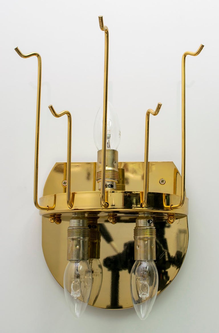Four La Murrina Midcentury Italian Wall Lamps in Murano Glass and Brass, 1960s For Sale 7