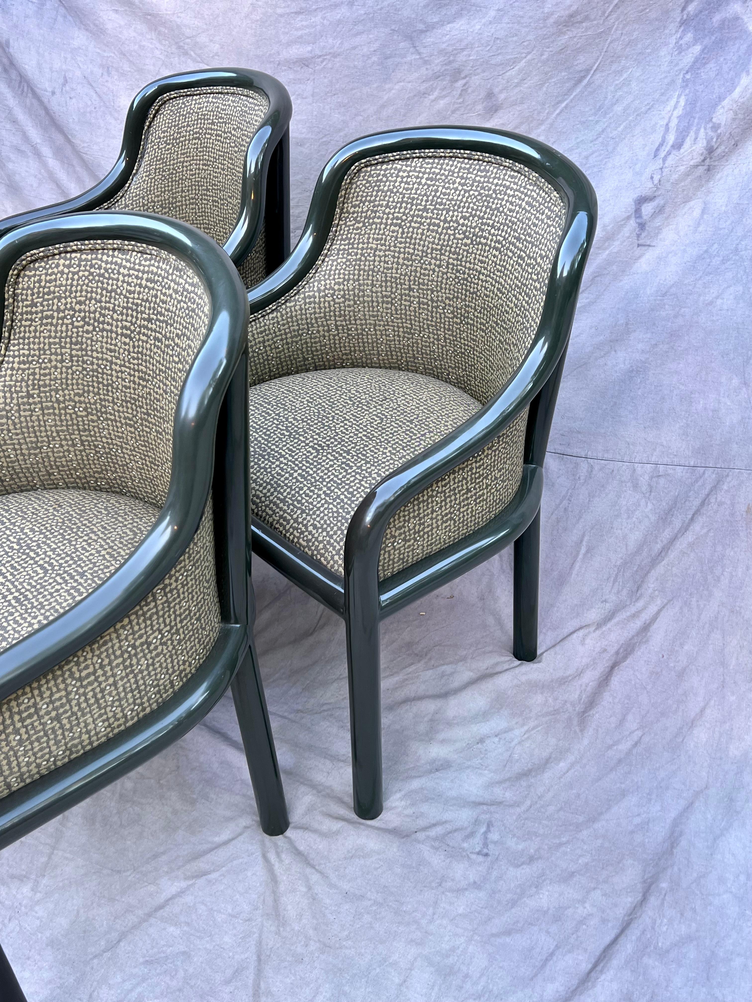 Upholstery Four Lacquered Karl Springer Side or Dining Chairs