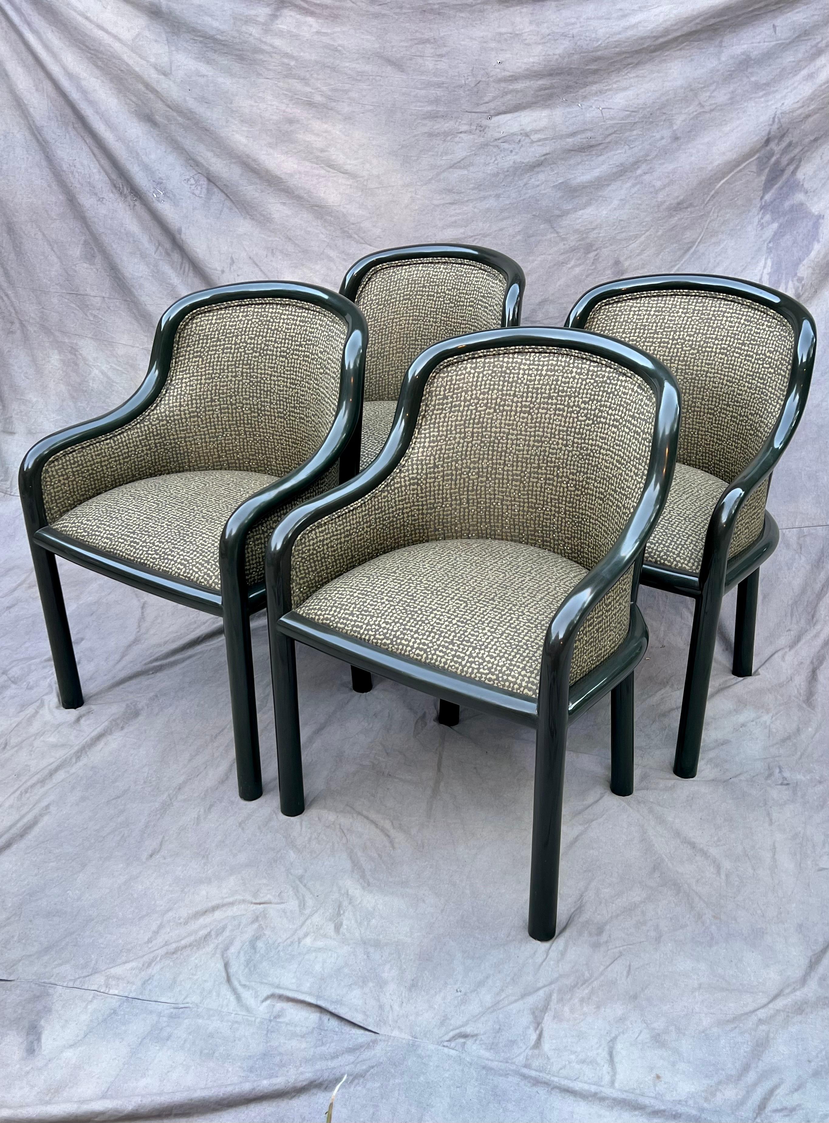 Four Lacquered Karl Springer Side or Dining Chairs 2