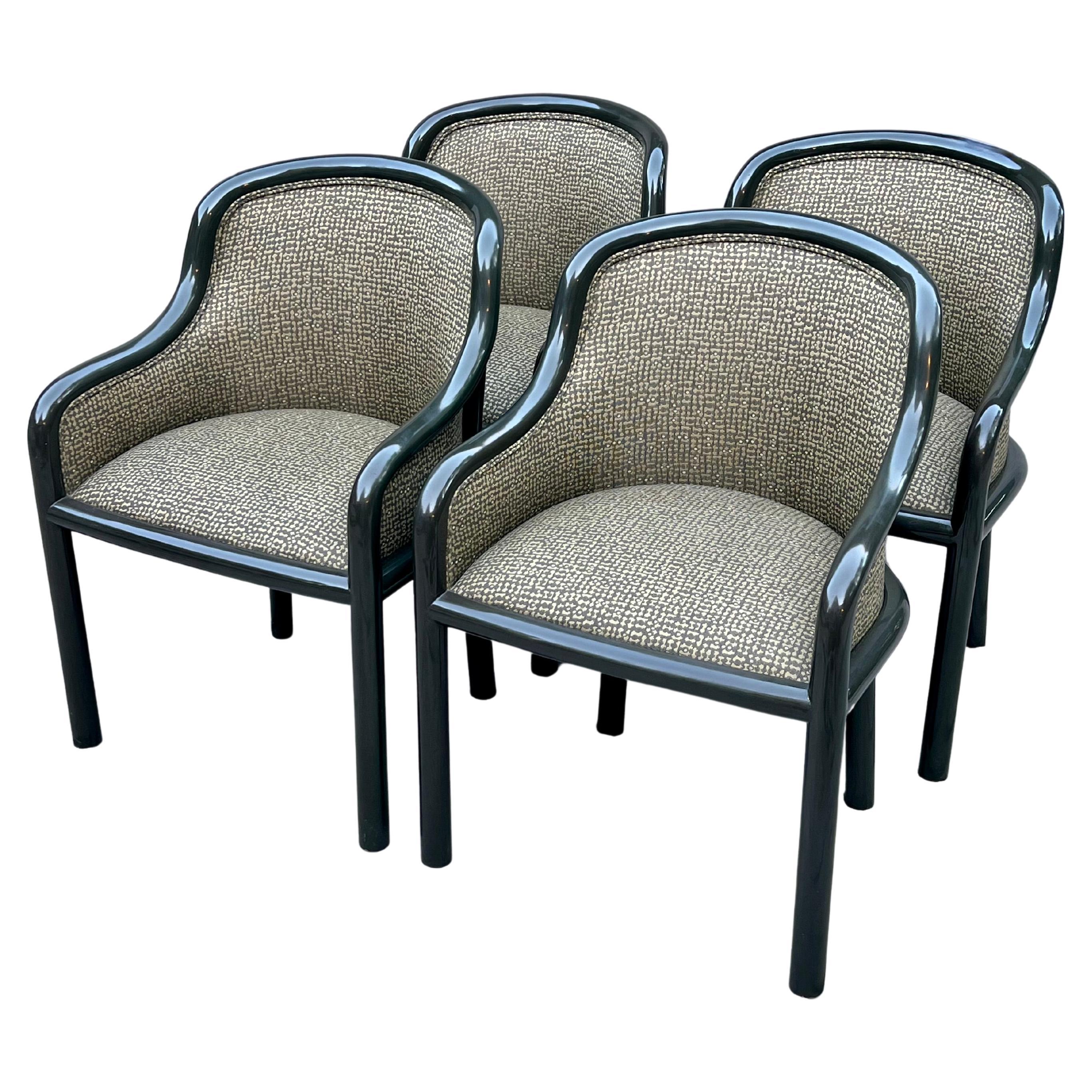 Four Lacquered Karl Springer Side or Dining Chairs