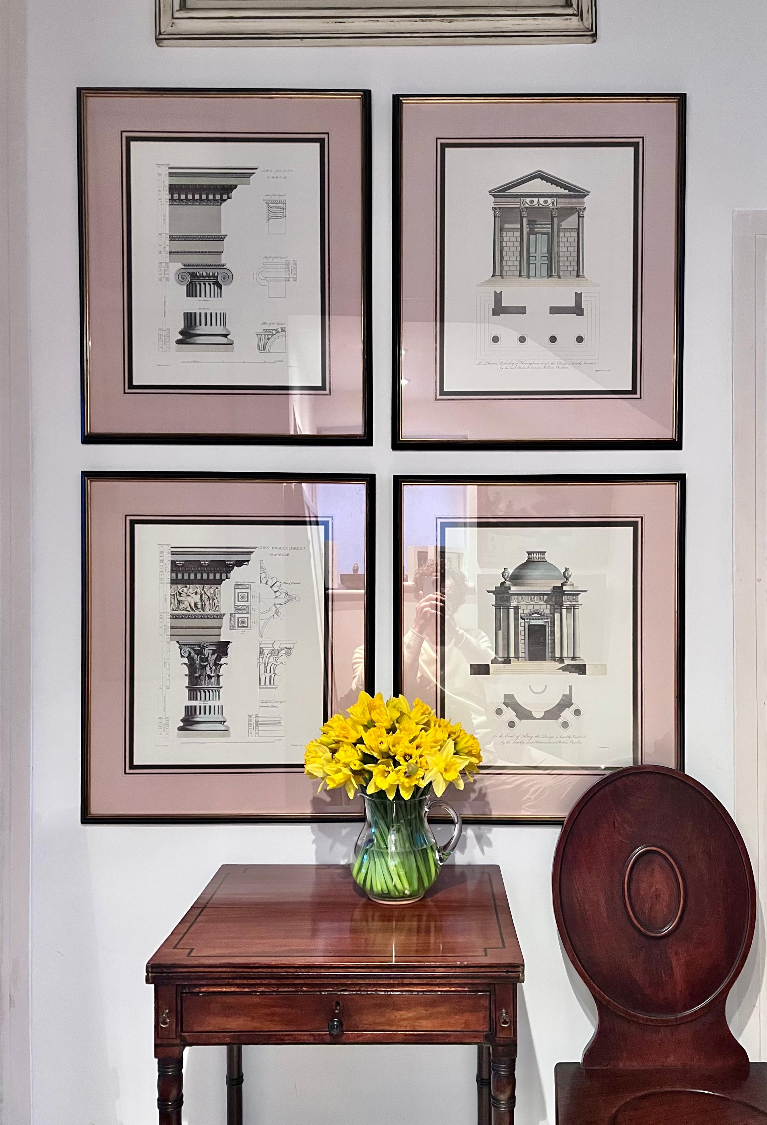 A set of four very decorative large prints of architectural orders,
20th century, after Sir William Chambers (1723-1796) from his Treatise on Civil Architecture published in 1759.

In modern glazed frames.

Dimensions:
Framed:
Width 22.25 in / 56.5