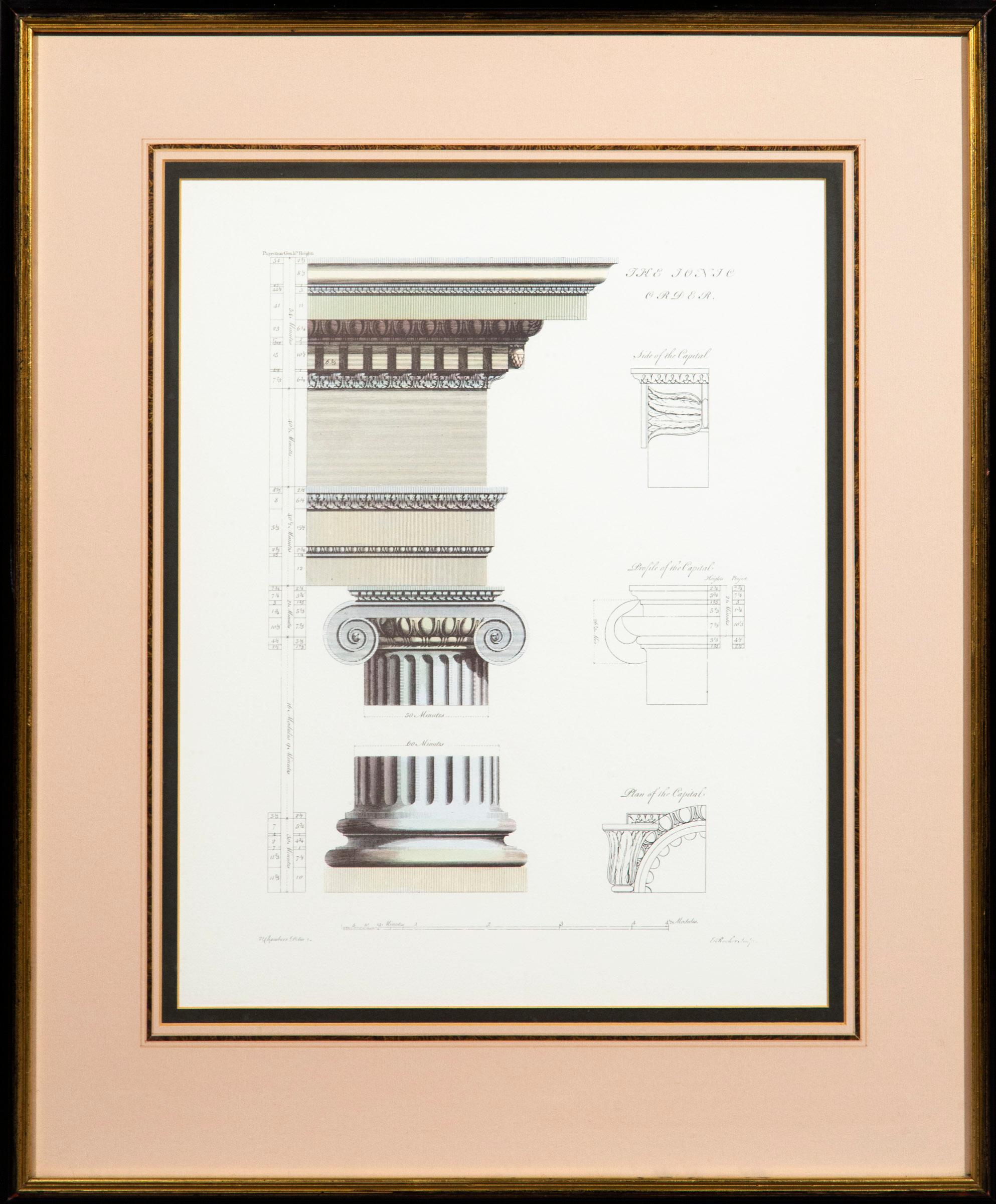 Quatre grandes estampes architecturales d'ordres classiques Bon état - En vente à Richmond, London