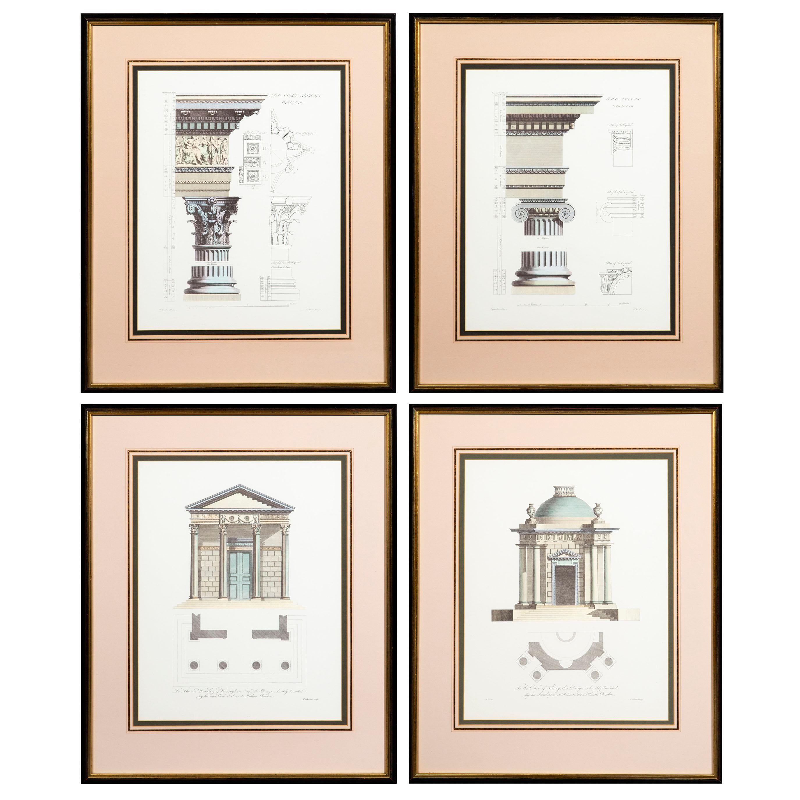 Four Large Architectural Prints of Classical Orders In Good Condition In Richmond, London