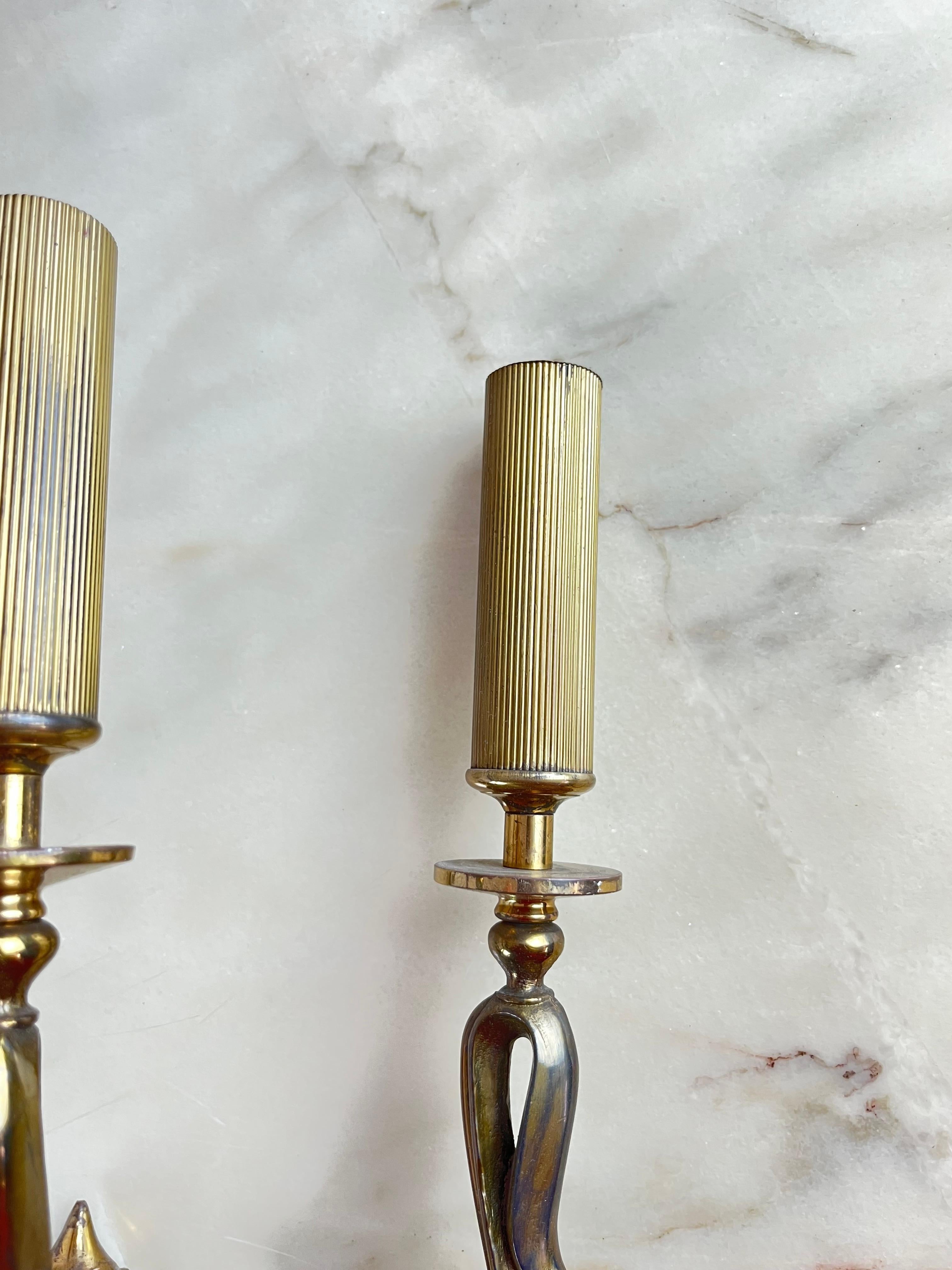 Four Large Brass Sconces, Italy, 1950s In Good Condition For Sale In Palermo, IT
