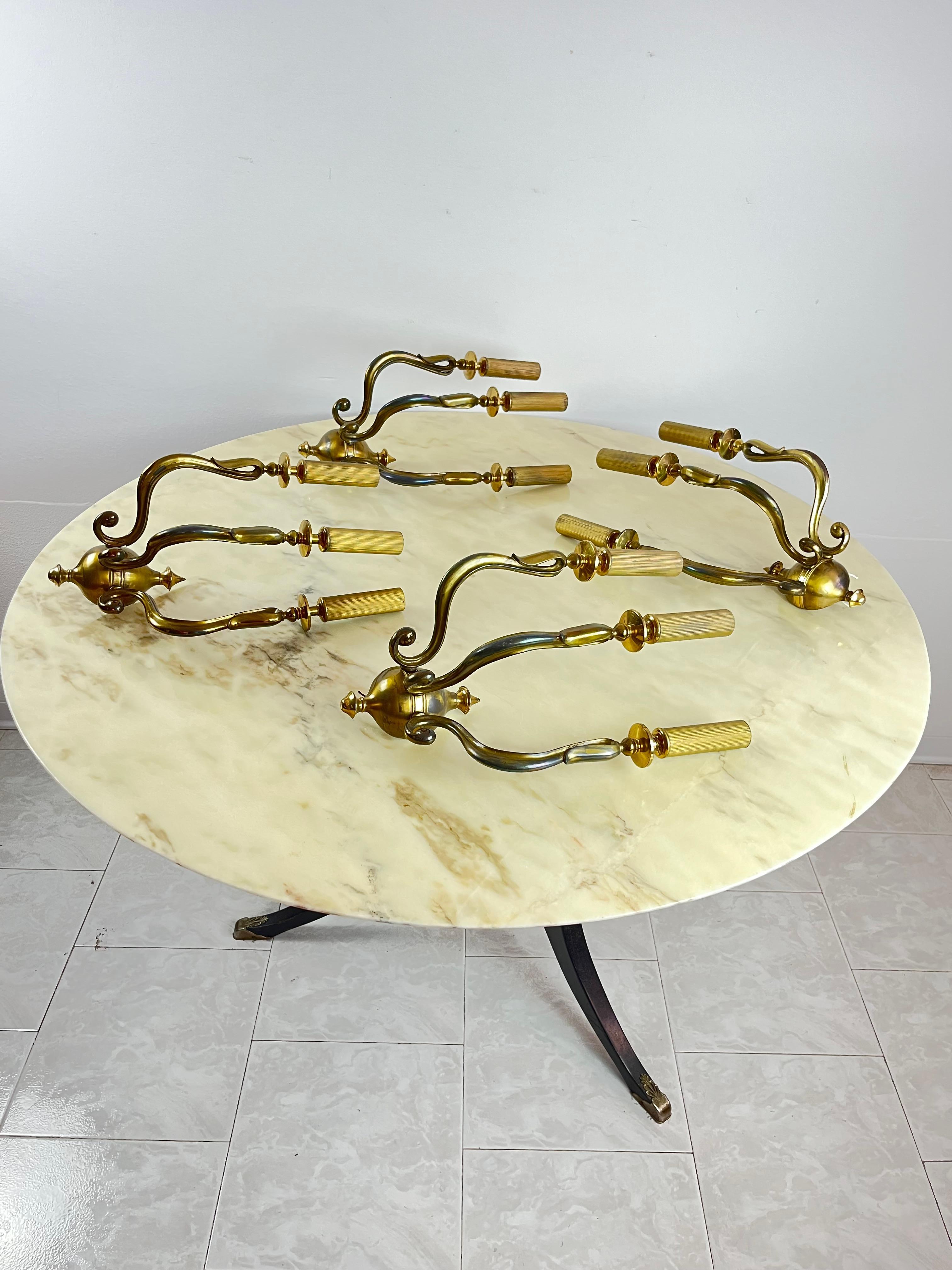 Mid-20th Century Four Large Brass Sconces, Italy, 1950s For Sale