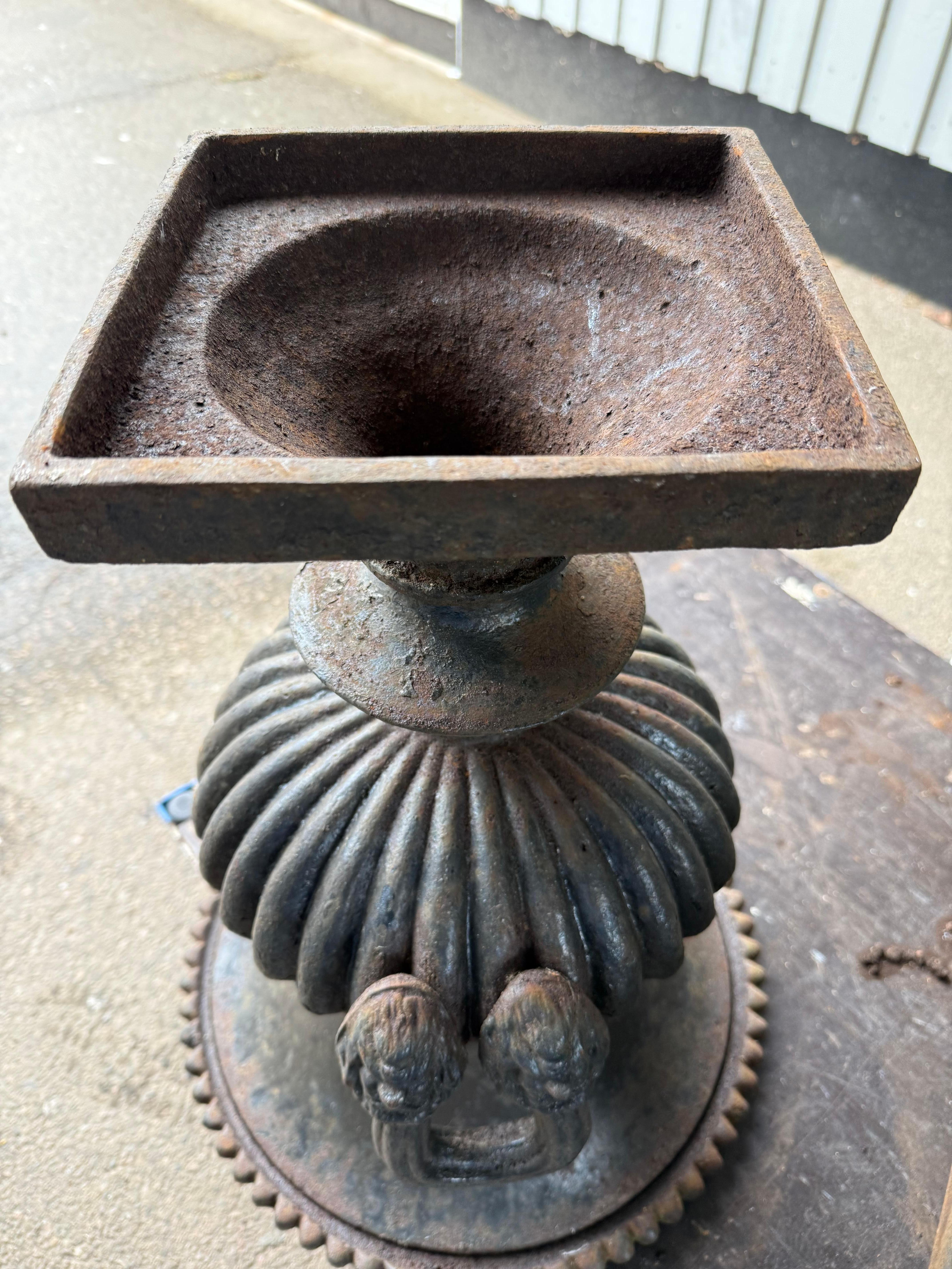 Four Large Capagna Form Black Cast Iron Planters Urns with bases For Sale 9