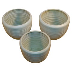 Large Ceramic Studio Pottery Mobach Planters Cream White
