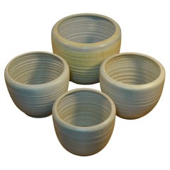 Four Large Cream White Ceramic Studio Pottery Architectural Mobach Planters