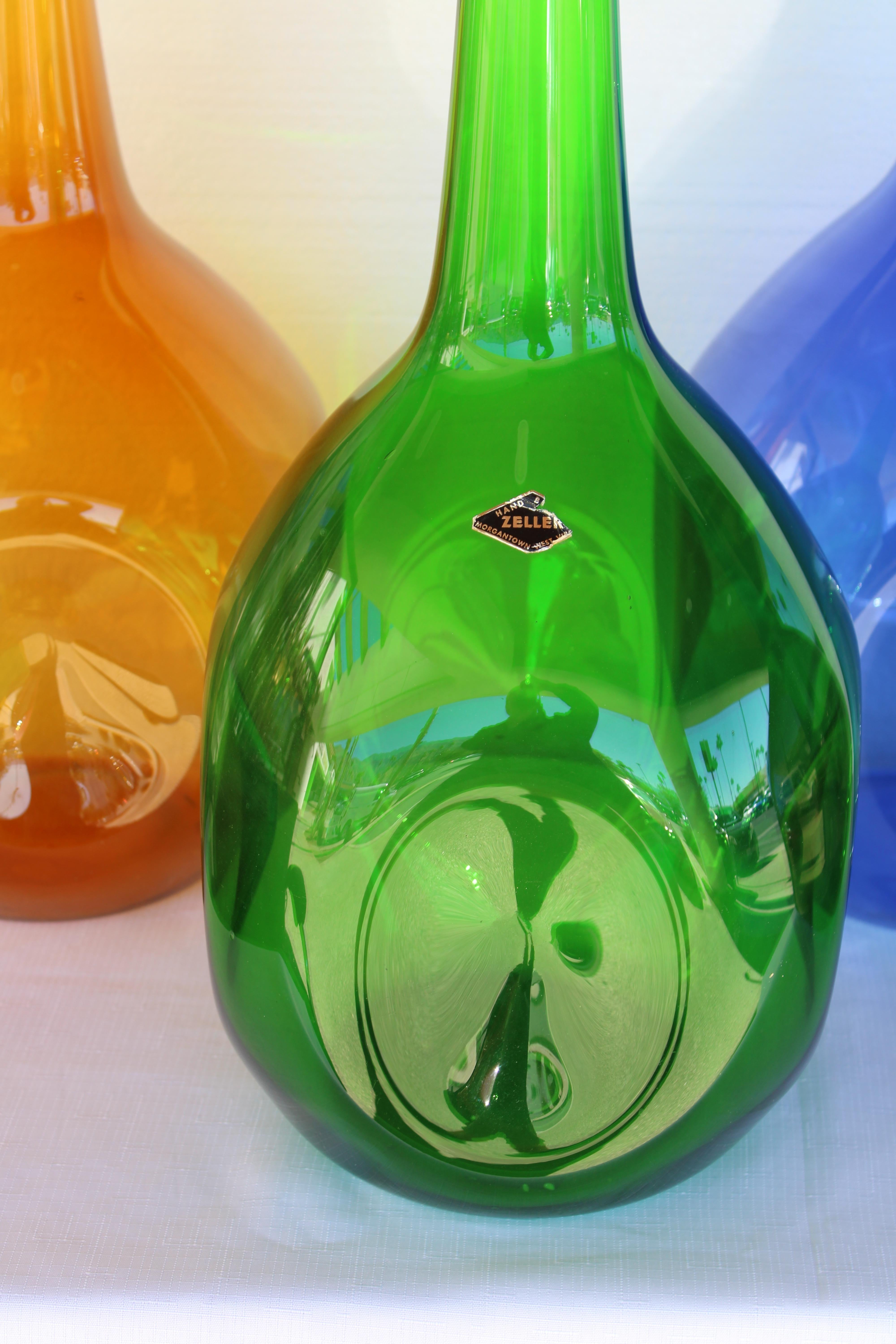 Organic Modern Four Large Hand Blown Glass Vessels by the Zeller Glass Company For Sale