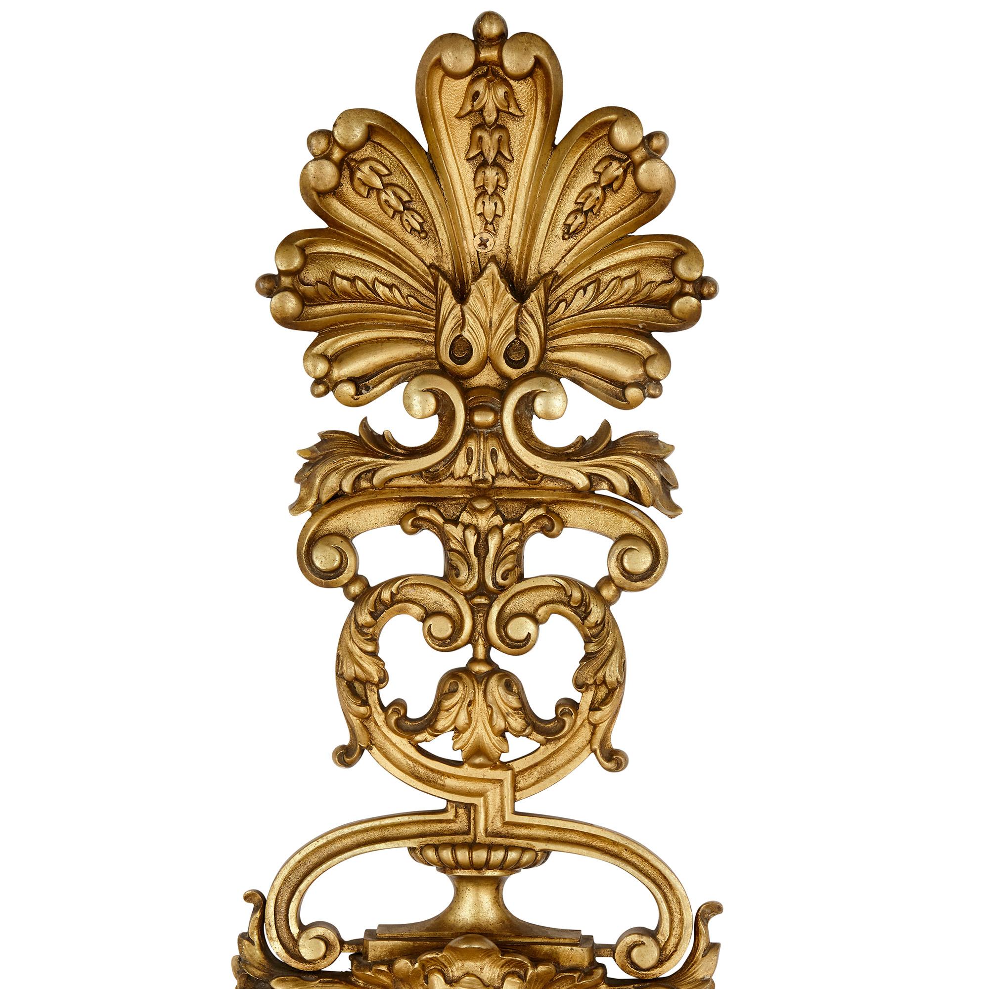 20th Century Four Large Louis XV Style Gilt Bronze Sconces For Sale