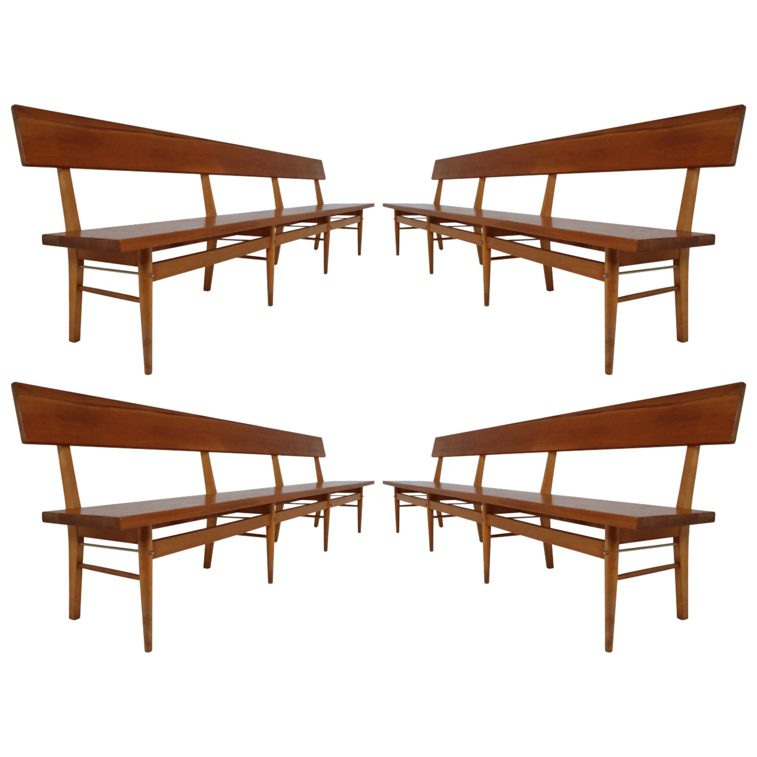 Four Large Mid-20 Century Scandinavian Wooden Benches