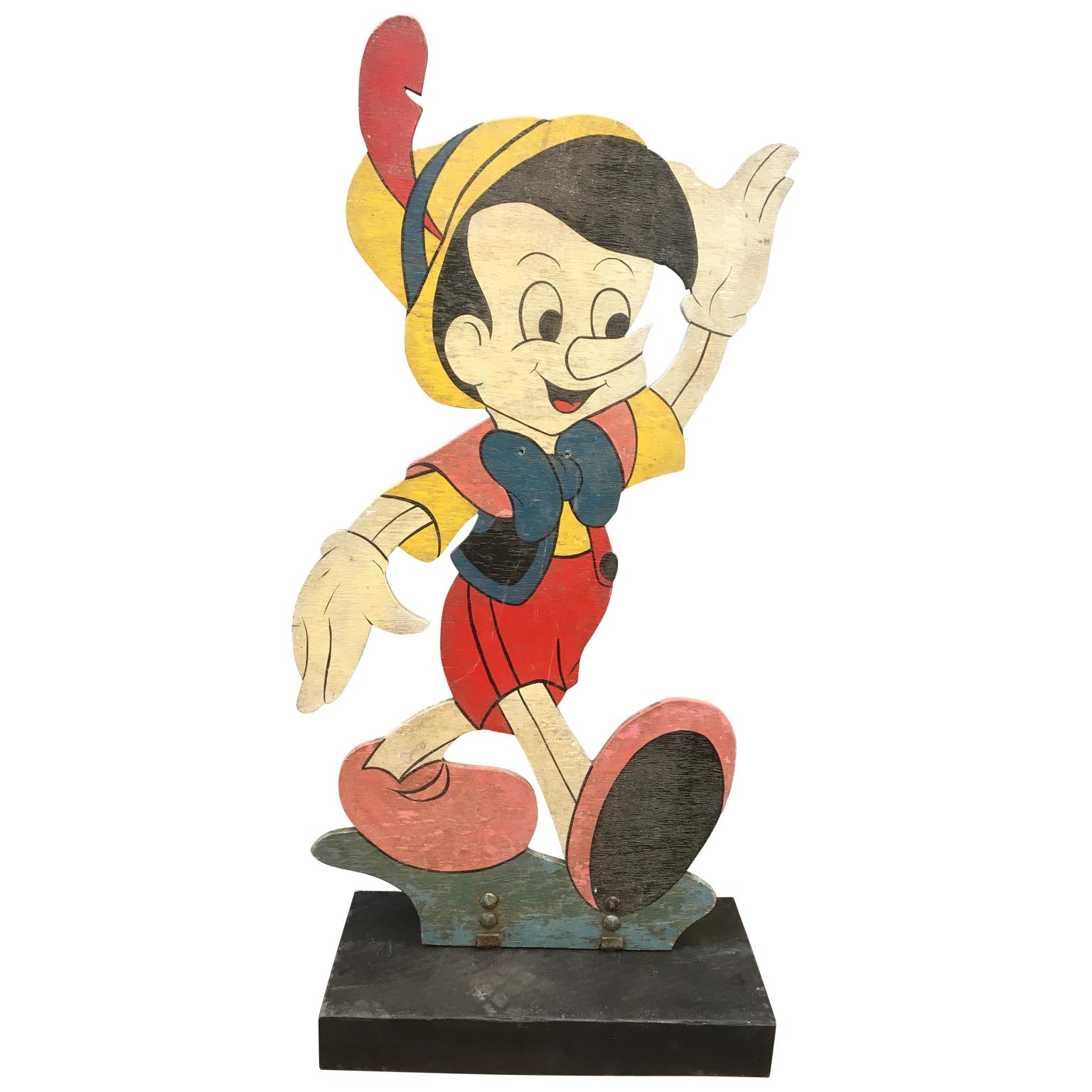 Mid-Century Modern Four Large Mid-Century Disney Figures Donald, Daisy, Micky Mouse And Pinocchio
