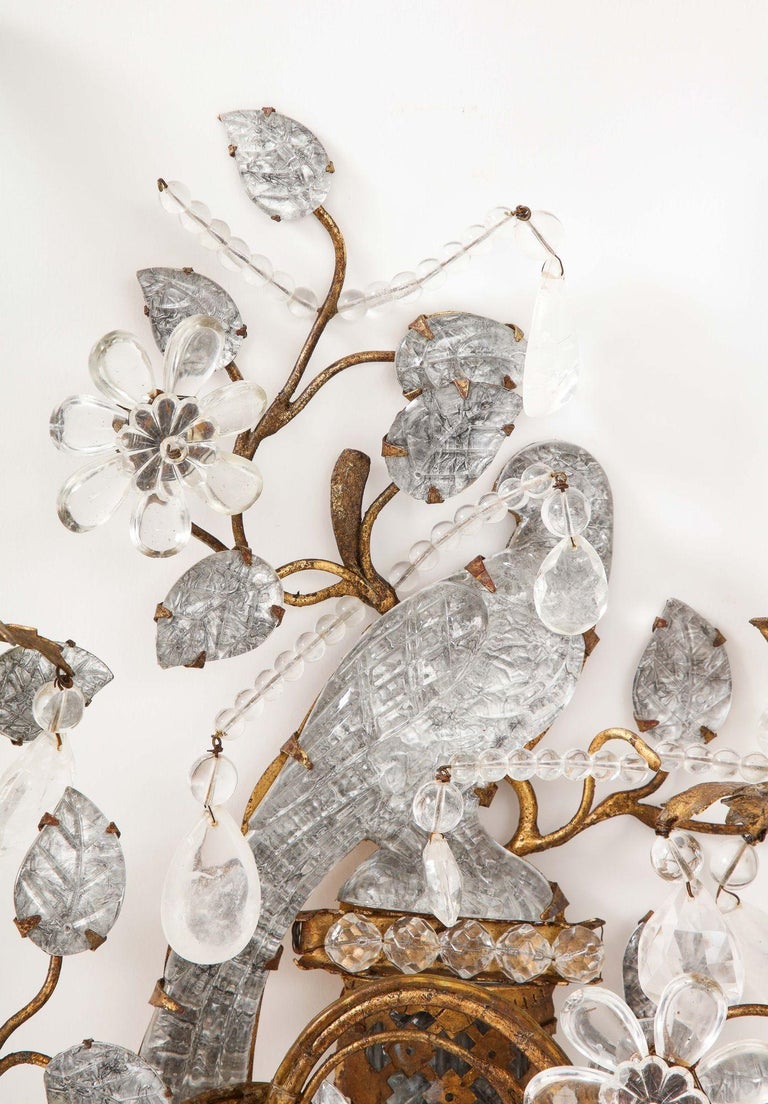 Four Large Vintage Rock Crystal Bagues Bird Rock Crystal Sconces For ...