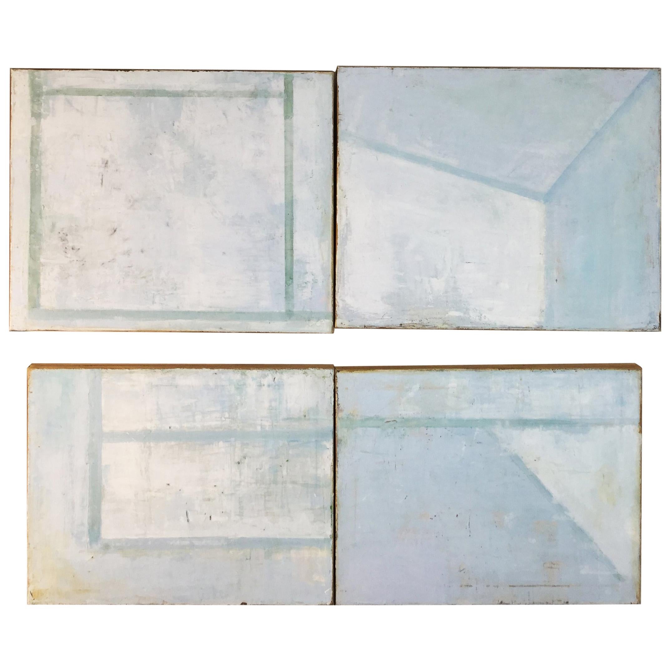 Four Layered Mixed-Media on Canvas Titled Four Corners by Robin Phillips