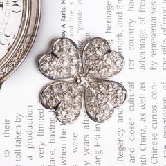 Four leaf clover diamond brooch