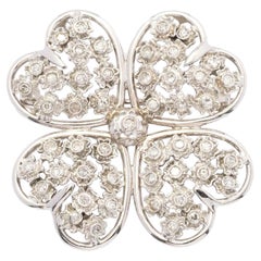 Four leaf clover diamond brooch