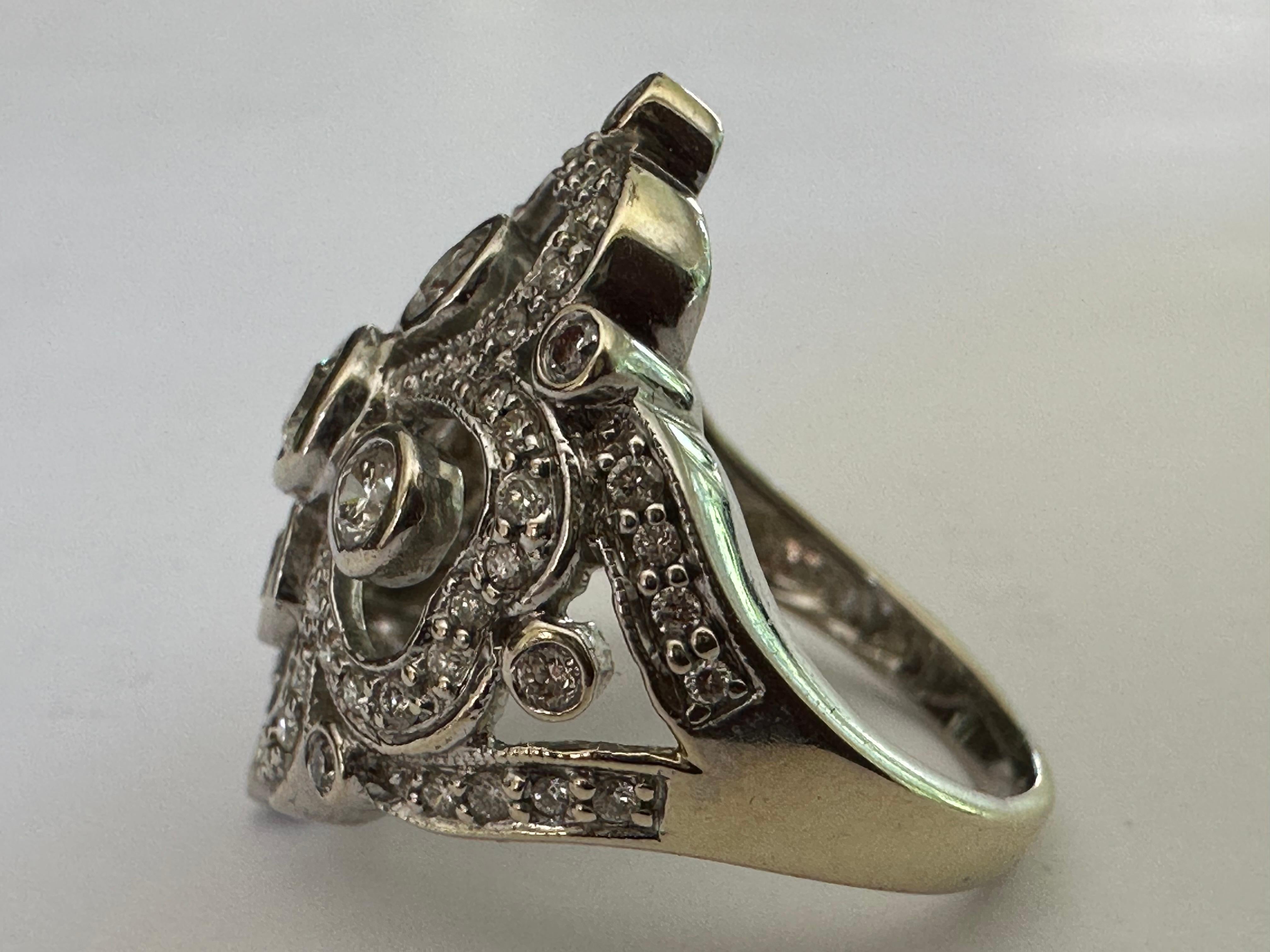 Brilliant Cut Four Leaf Clover Diamond Cocktail Ring For Sale