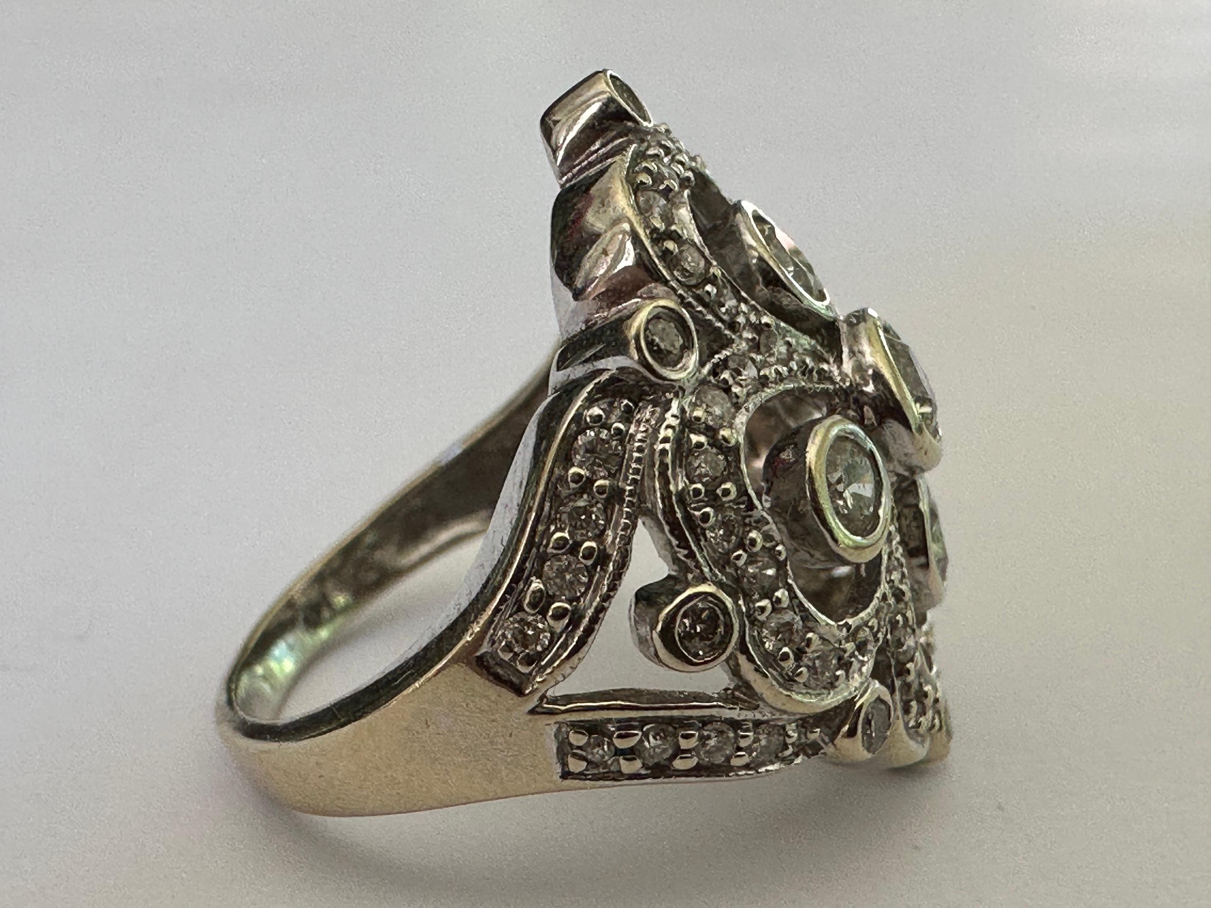 Women's Four Leaf Clover Diamond Cocktail Ring For Sale