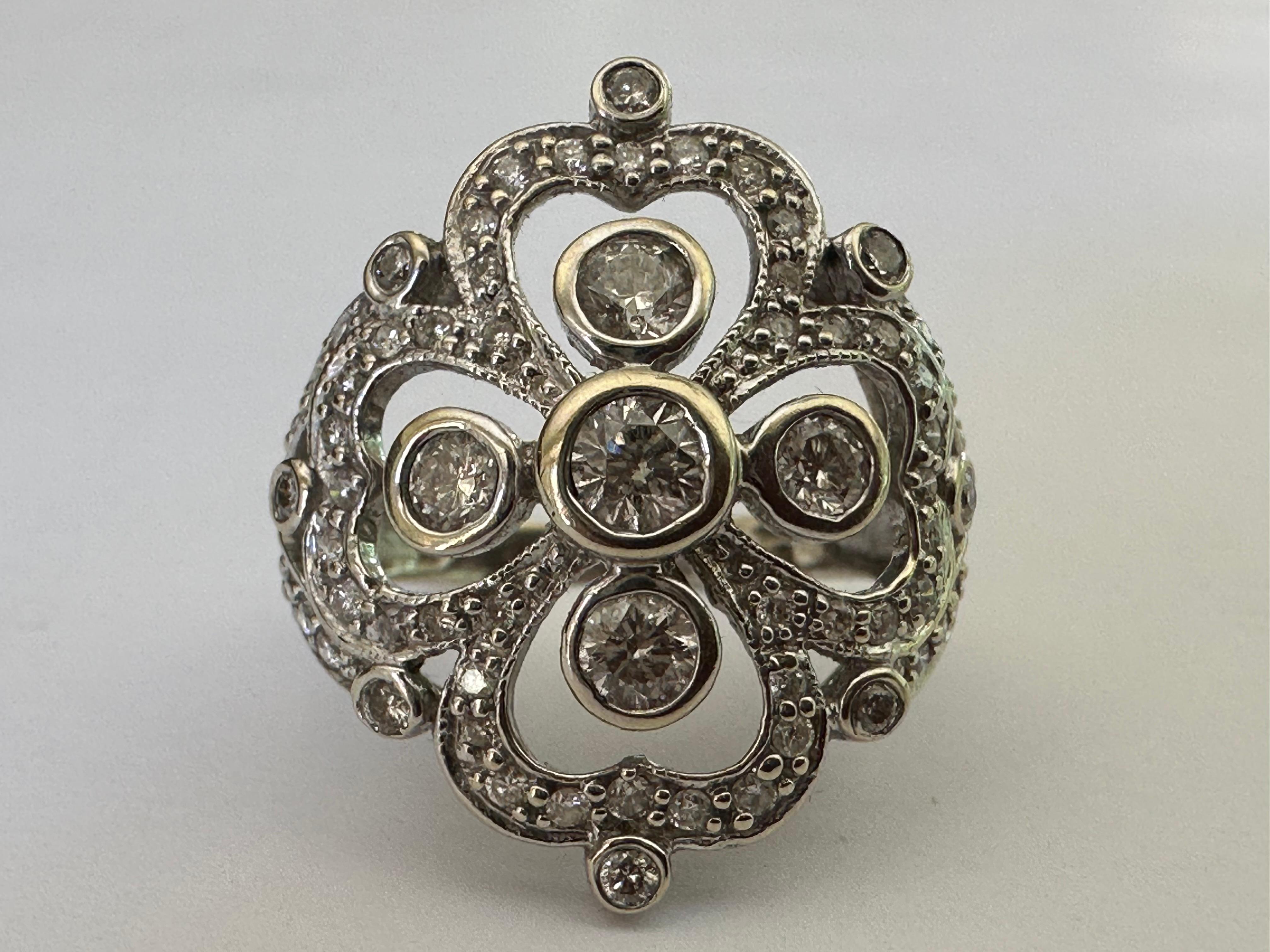 Four Leaf Clover Diamond Cocktail Ring For Sale 2
