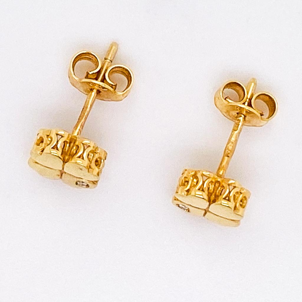 Four Leaf Clover & Diamond Studs Heart Leaves 14K Gold, St Patrick's St Paddy's For Sale 2