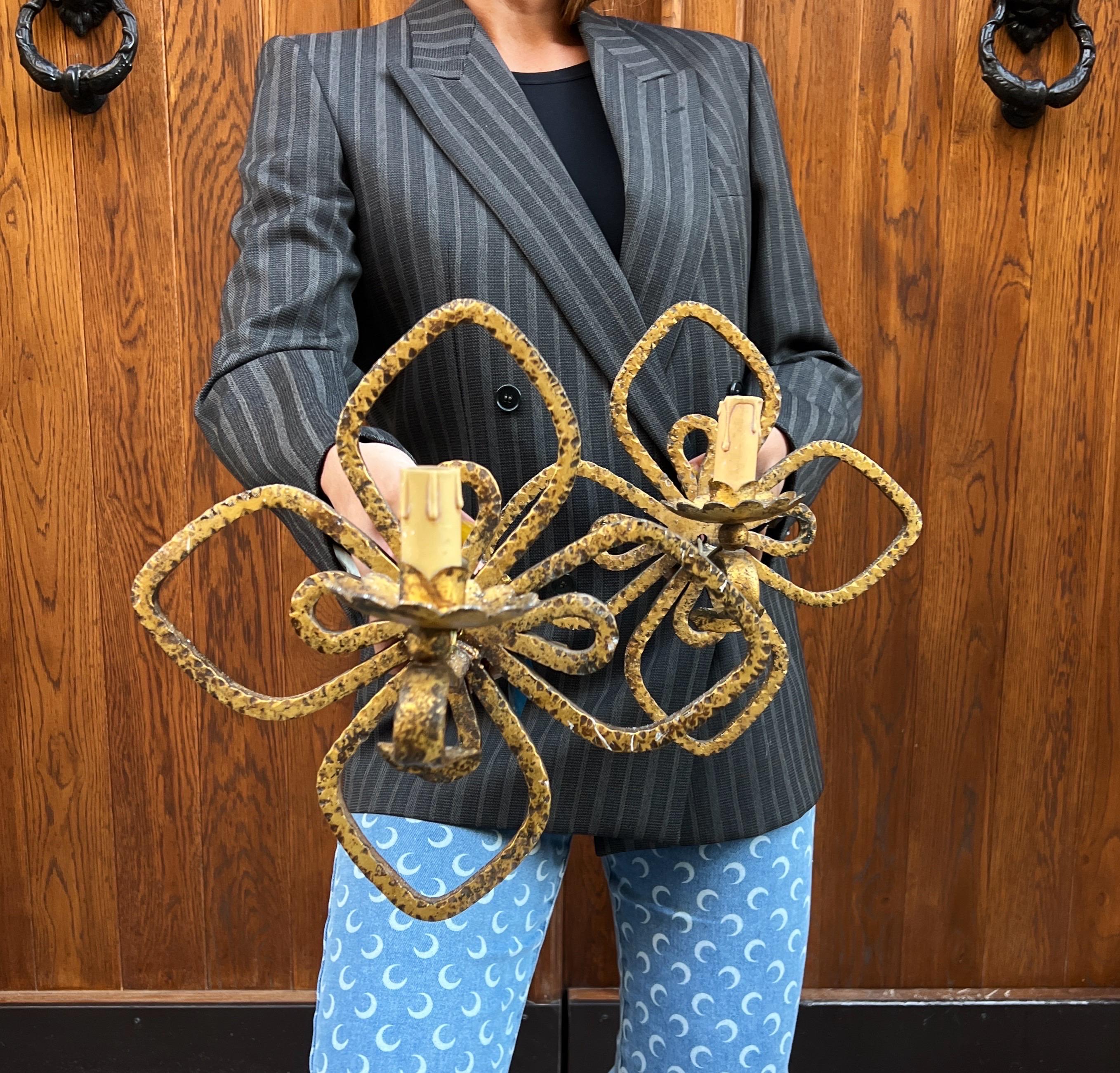 Lámpara de pared Trébol de cuatro hojas de Pier Luigi Colli, años 50, en hierro dorado en venta 1