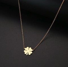 Vier Blatt Blume Anhänger Halskette 925 Sterling Silber Valentins Frauen Mode.