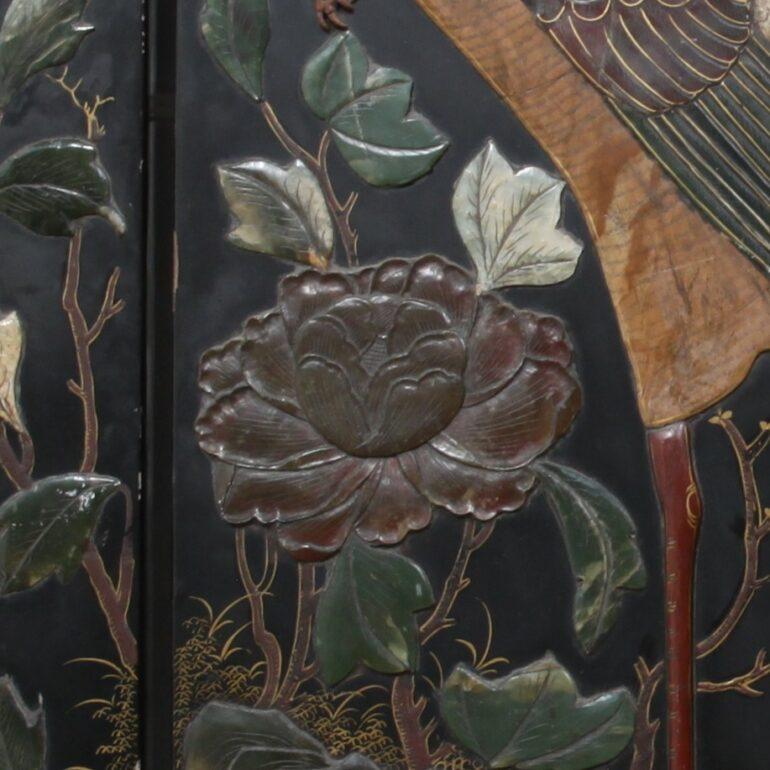 Four Leaf Lacquered Screen 19th C. In Good Condition For Sale In Vancouver, British Columbia