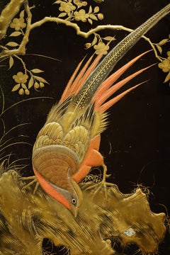 Four Leaf Screen in Lacquer Japan, circa 1900, Meiji Period
