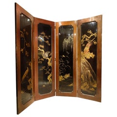 japanese lacquer screens Four Leaf Screen in Lacquer Japan, circa 1900, Meiji Period