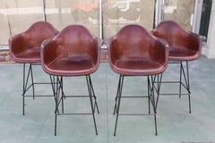 Four Leather Barstools by Sol &Luna for Los Angeles Restaurant
