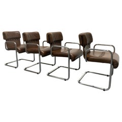 Four Leather Chairs by Guido Faleschini for Mariani