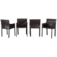 Four Leather Dining Chairs by Enrico Pellizzoni, 2000s