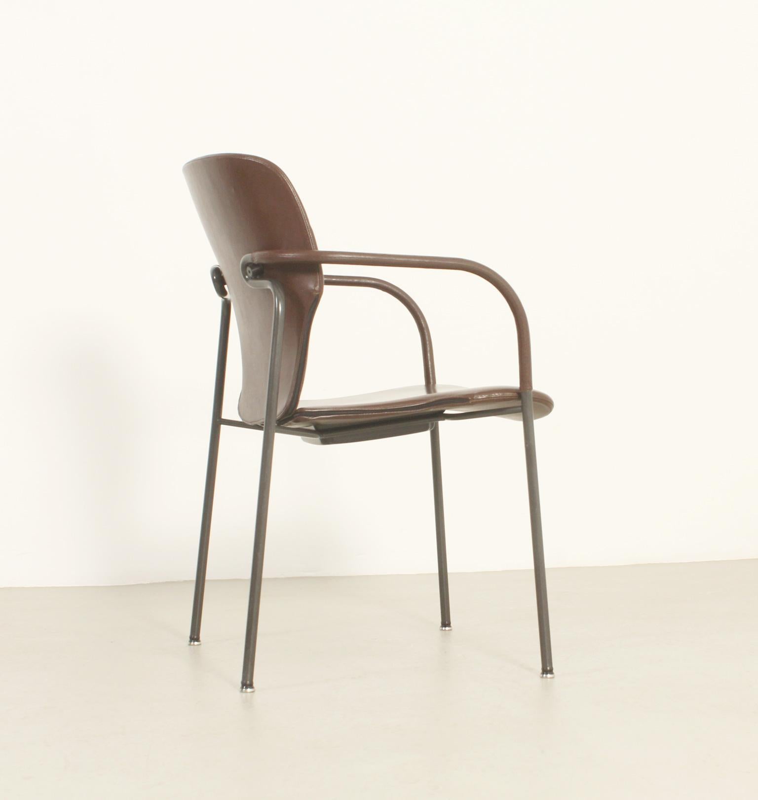 Vier Lalanda-Stühle aus Leder von Gianfranco Frattini, 1980er-Jahre im Angebot 5