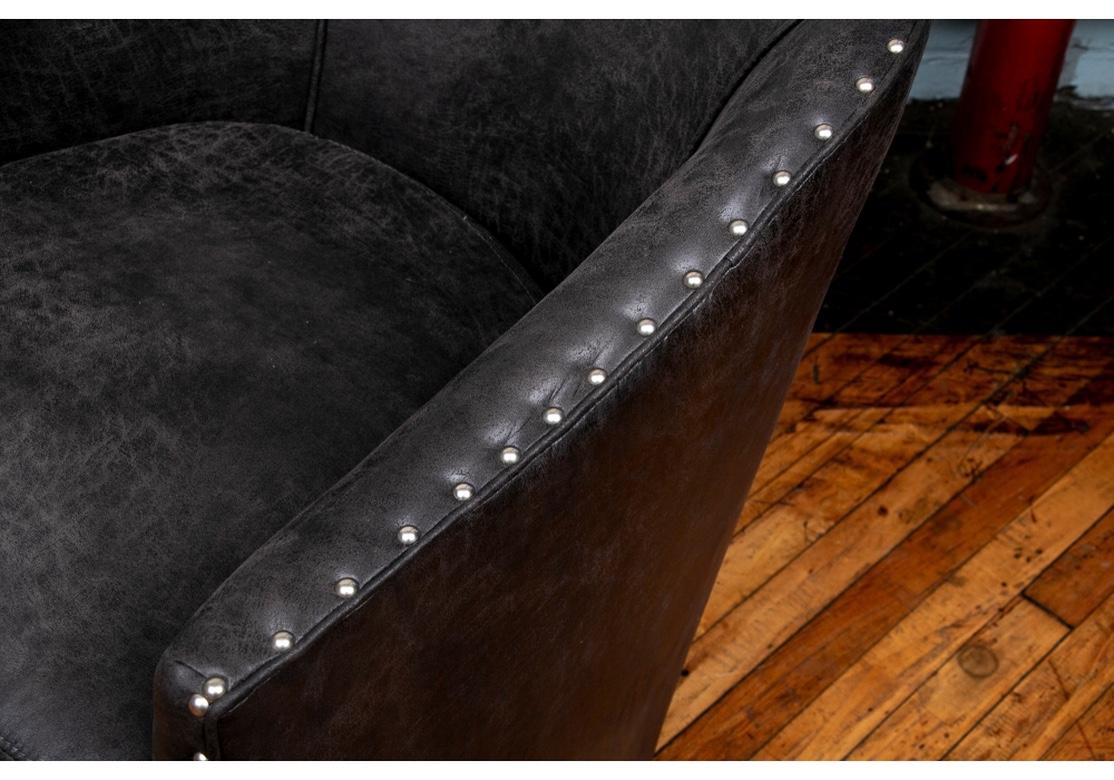 American Four Leather Swivel Club Chairs by Arhaus