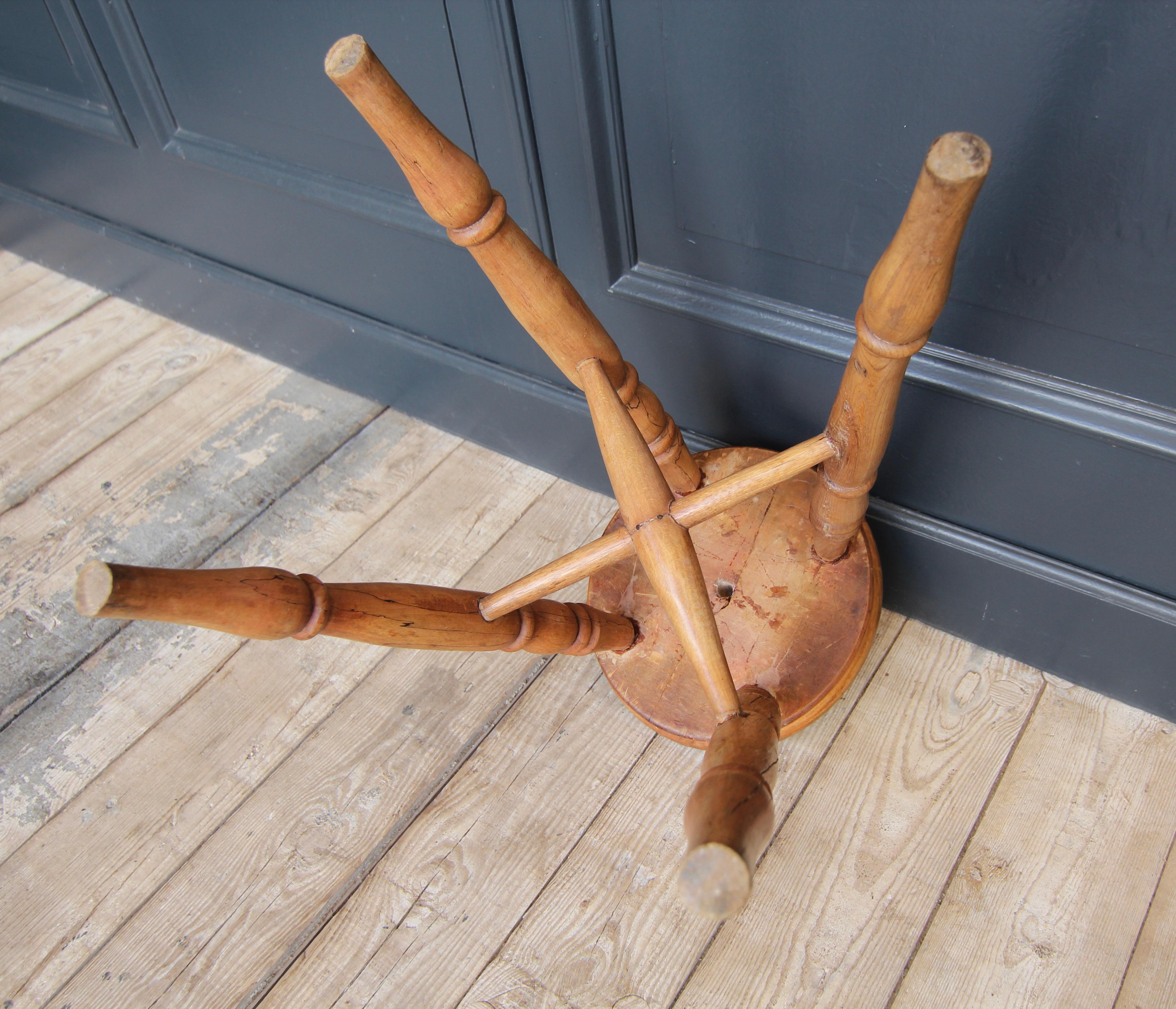 Four-legged Beechwood Stool For Sale 14