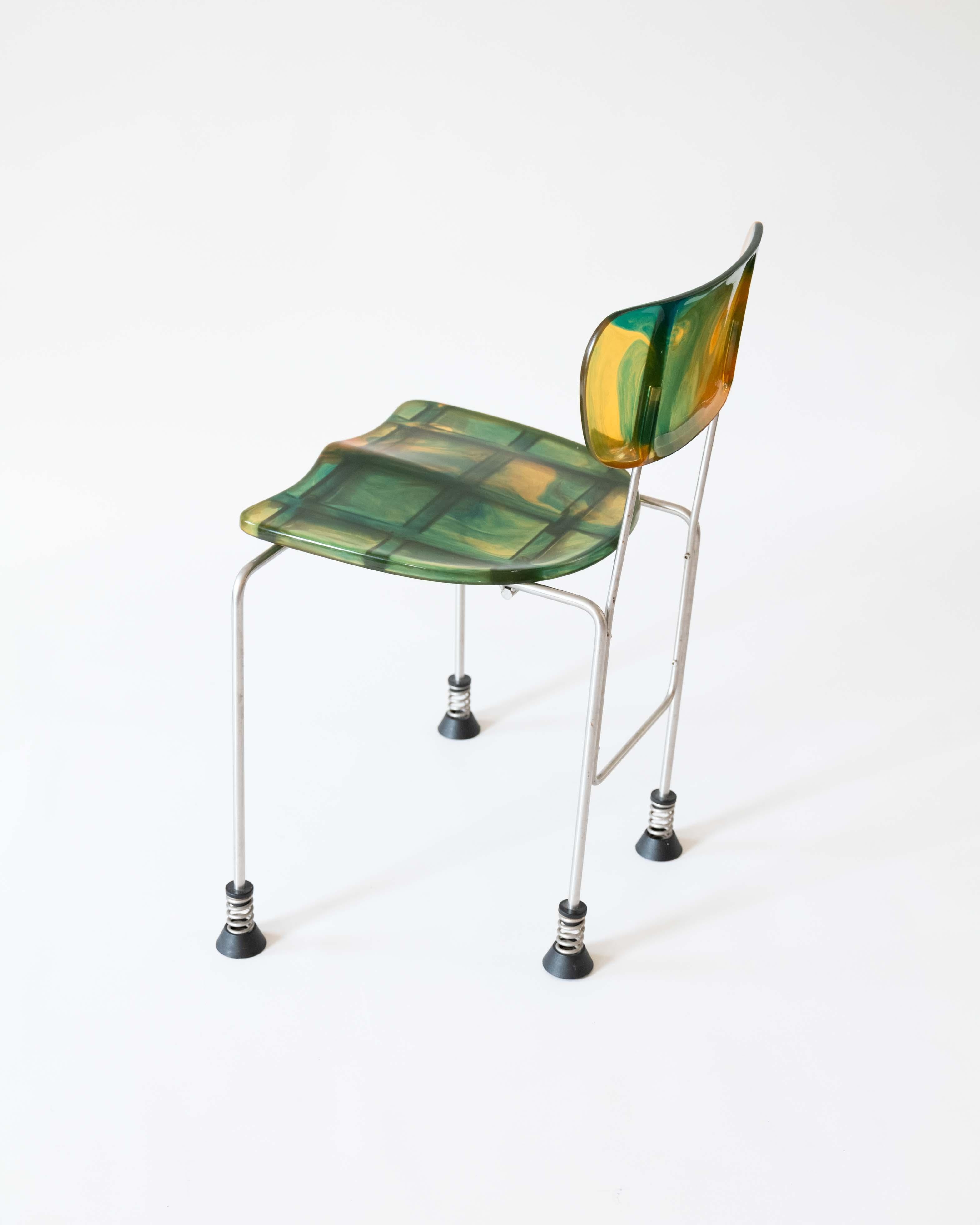 Gaetano Pesce ‘Broadway’ chair produced by Bernini with four rubber-capped feet standing on springs.