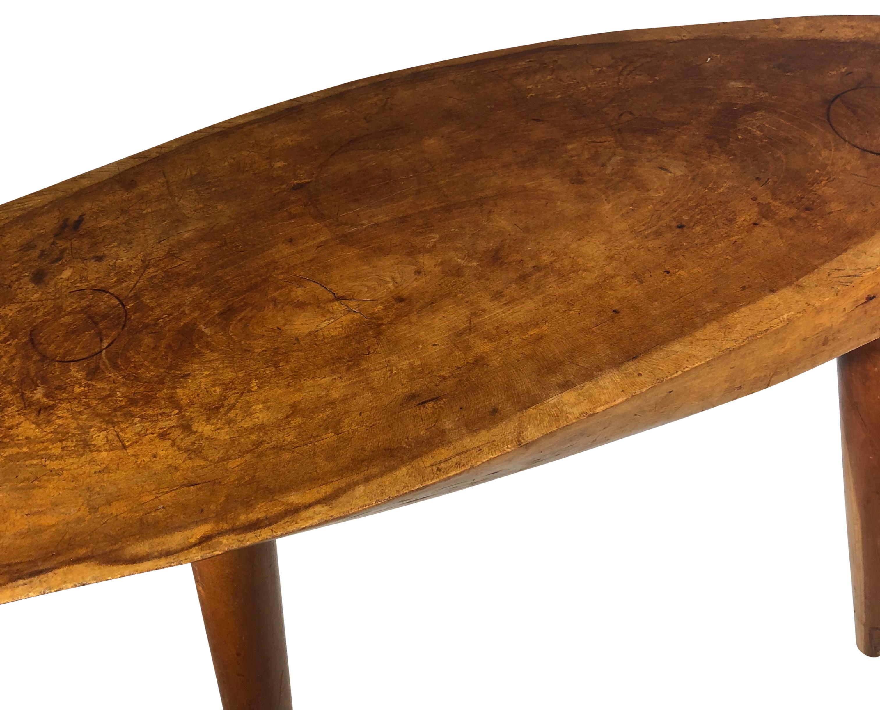 Hand-Crafted Four Legged Free Edge Cocktail Table By Roy Sheldon