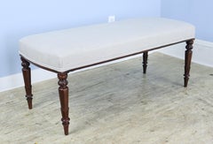Four Legged Mahogany Upholstered Bench A