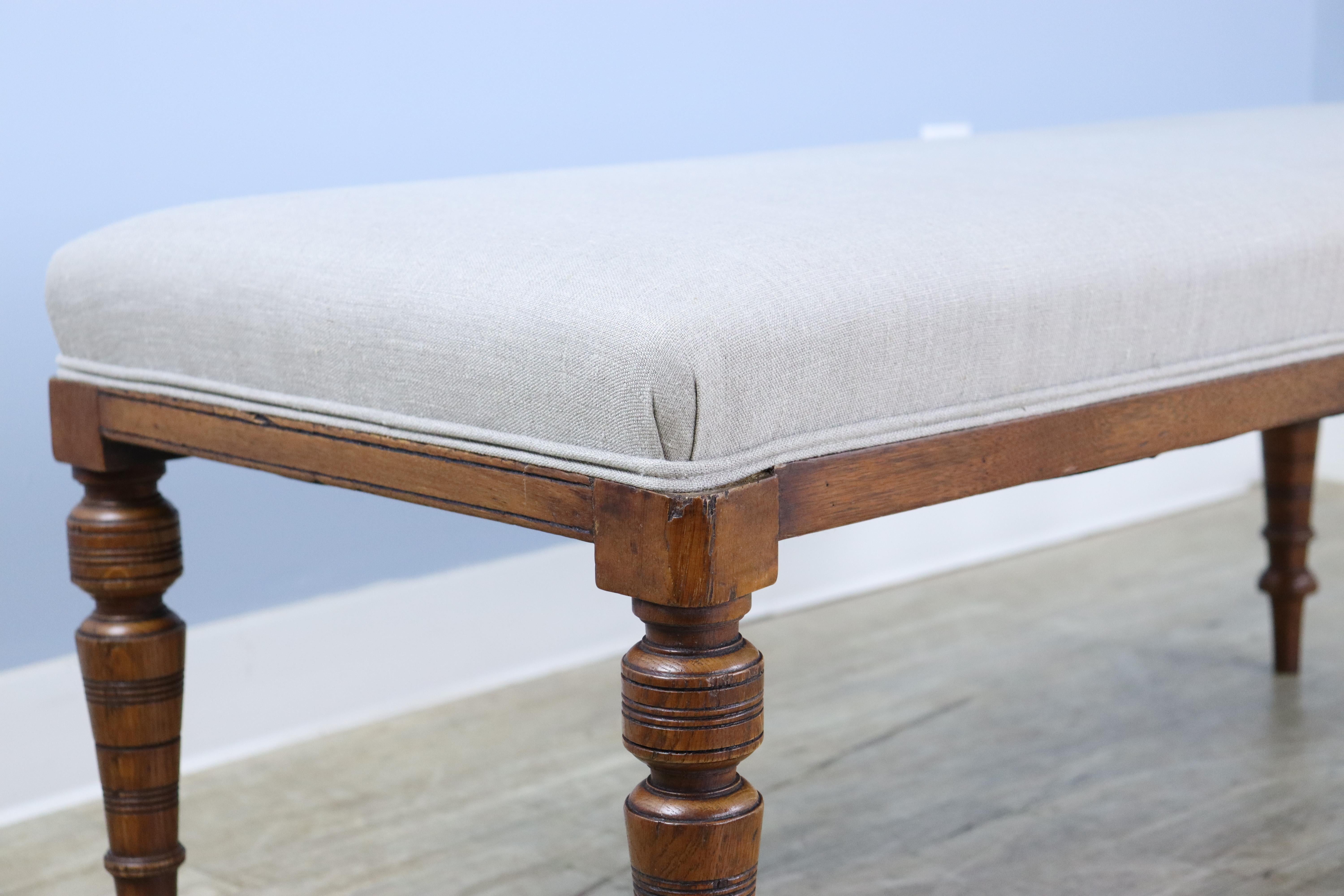 Four Legged Mahogany Upholstered Bench In Good Condition In Port Chester, NY