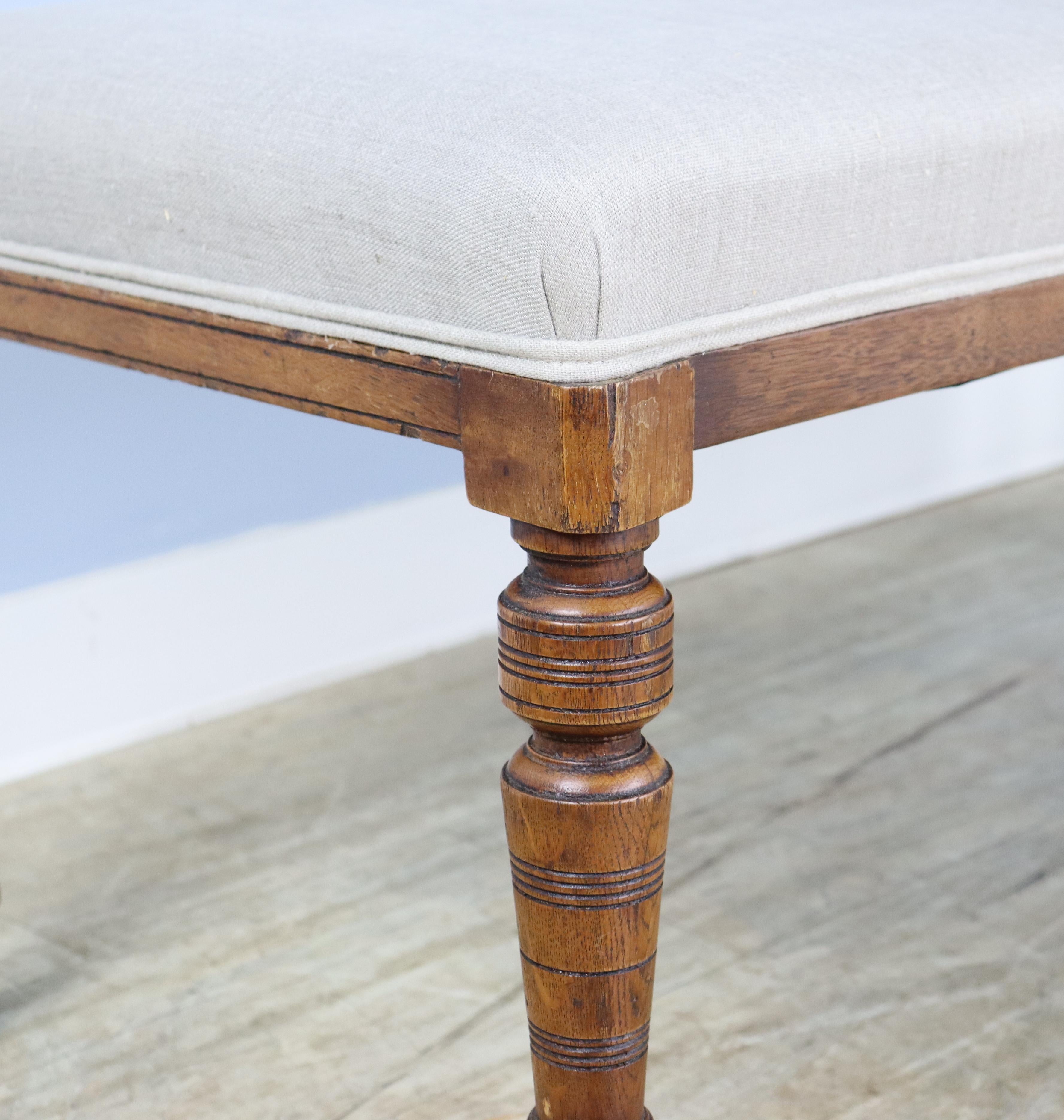 Four Legged Mahogany Upholstered Bench In Good Condition In Port Chester, NY