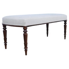 Four Legged Mahogany Upholstered Bench A