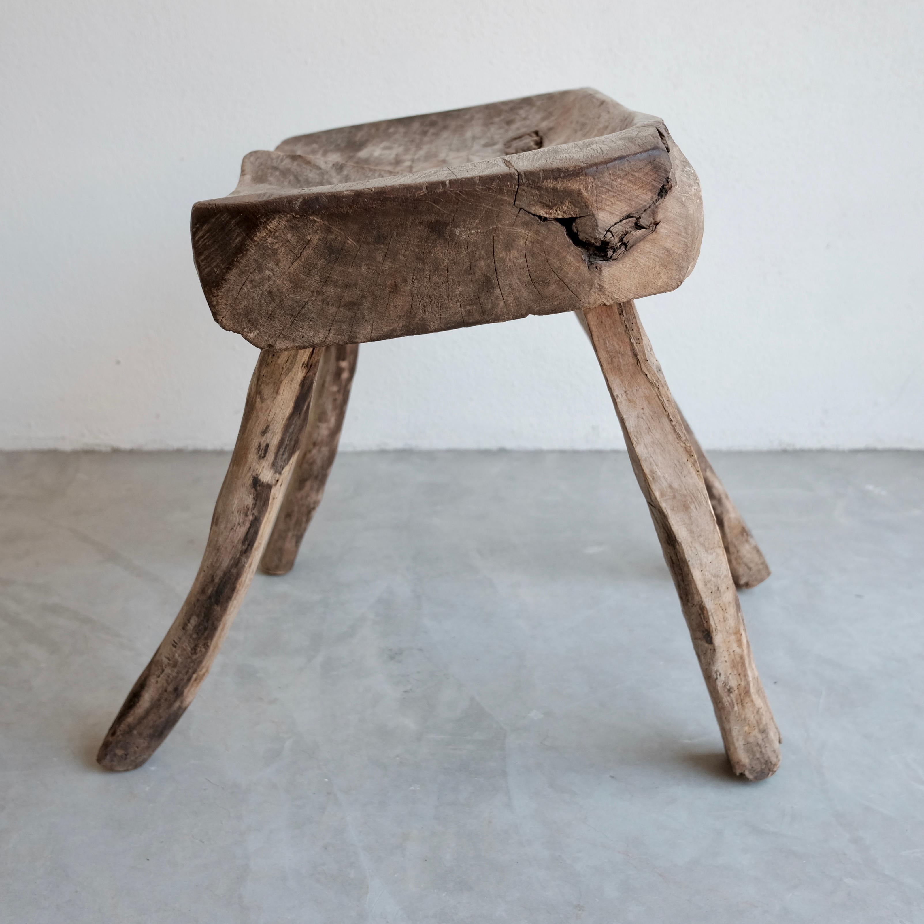 Four Legged Primitive Stool from Mexico In Fair Condition In San Miguel de Allende, Guanajuato