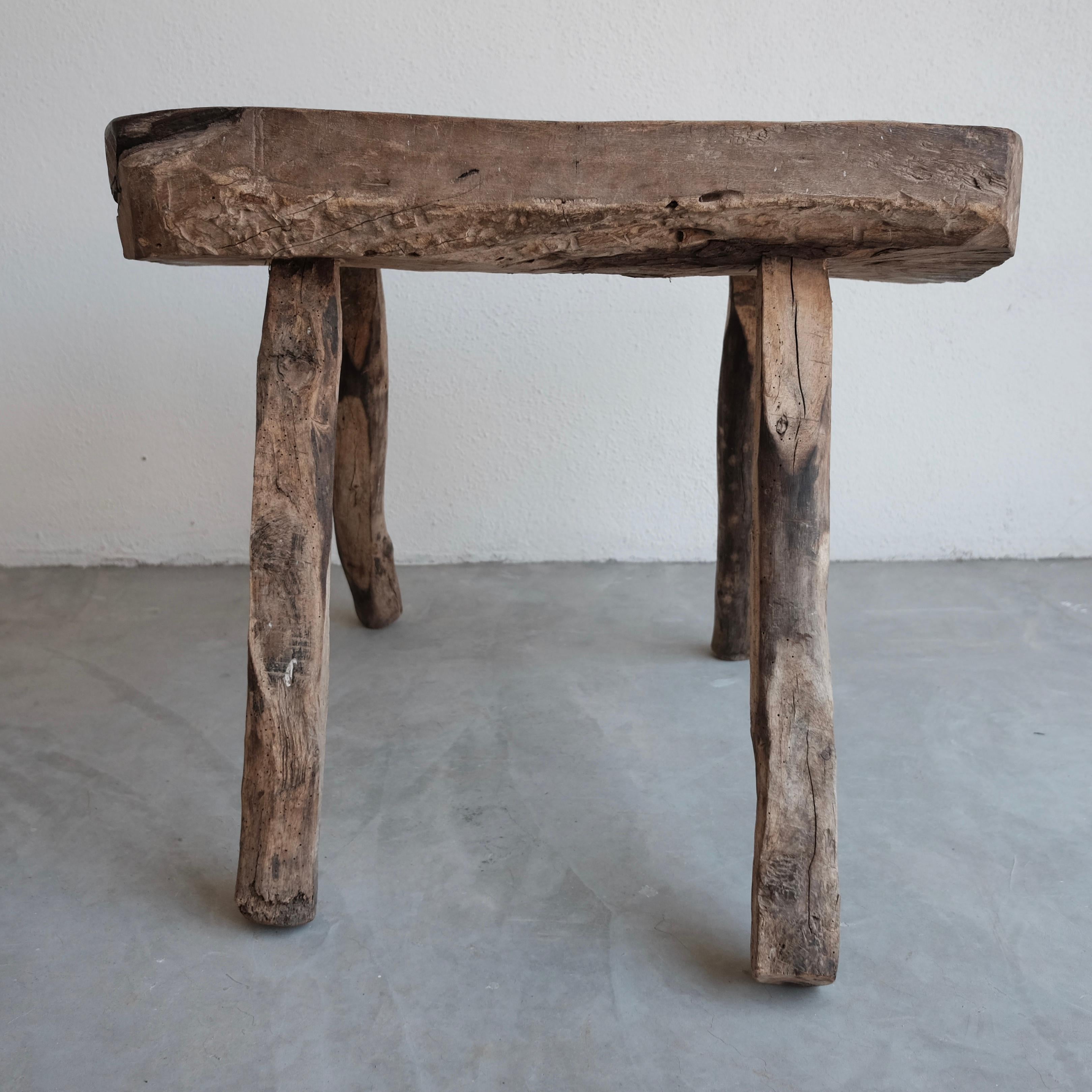 Late 20th Century Four Legged Primitive Stool from Mexico