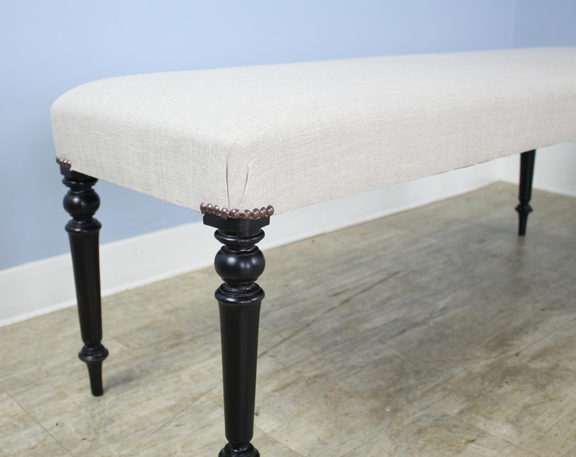 Four Legged Stool with Ebonized Legs In Good Condition In Port Chester, NY