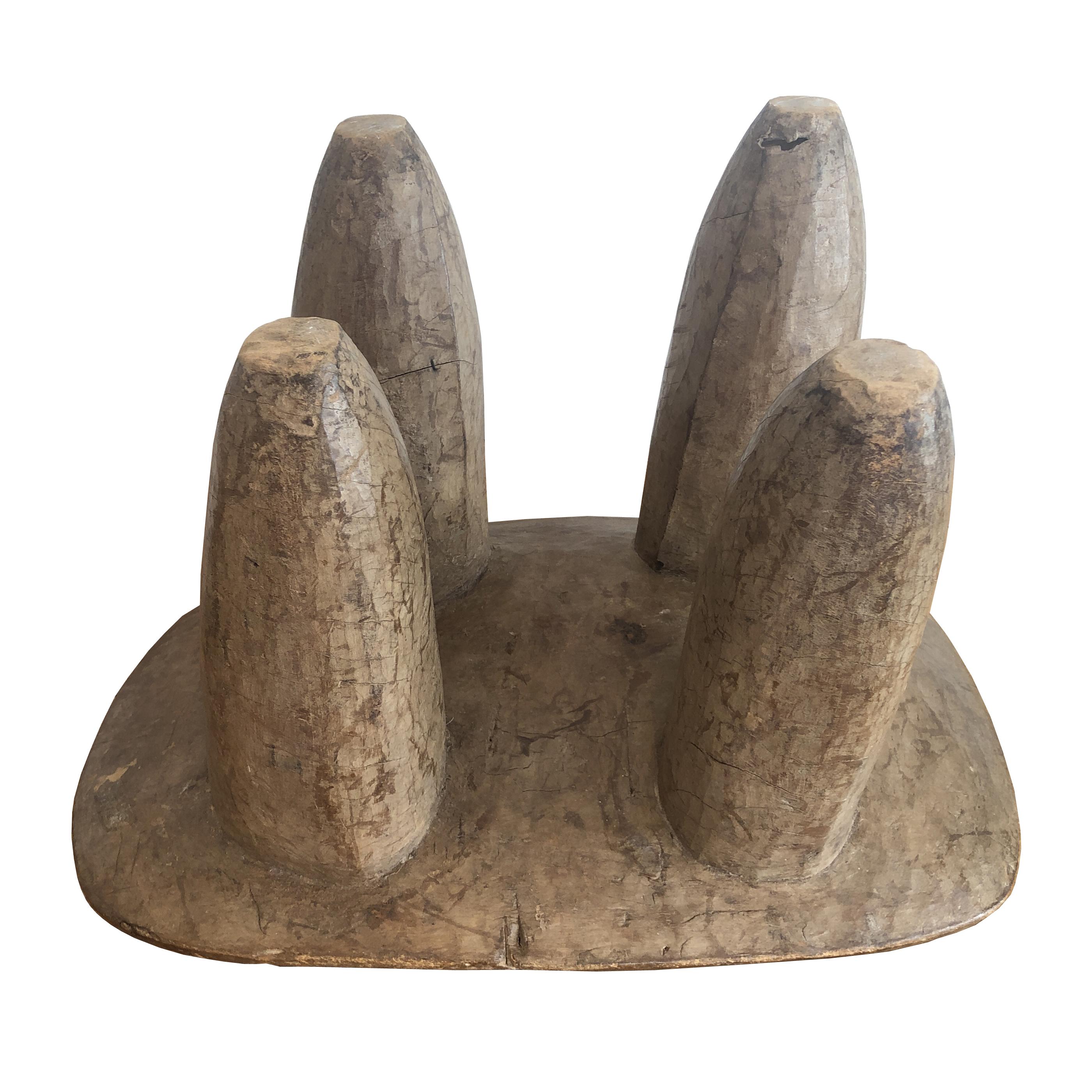 Hand-Carved Four-Legged Tribal Stool of the Senufo People, Ivory Coast of Africa